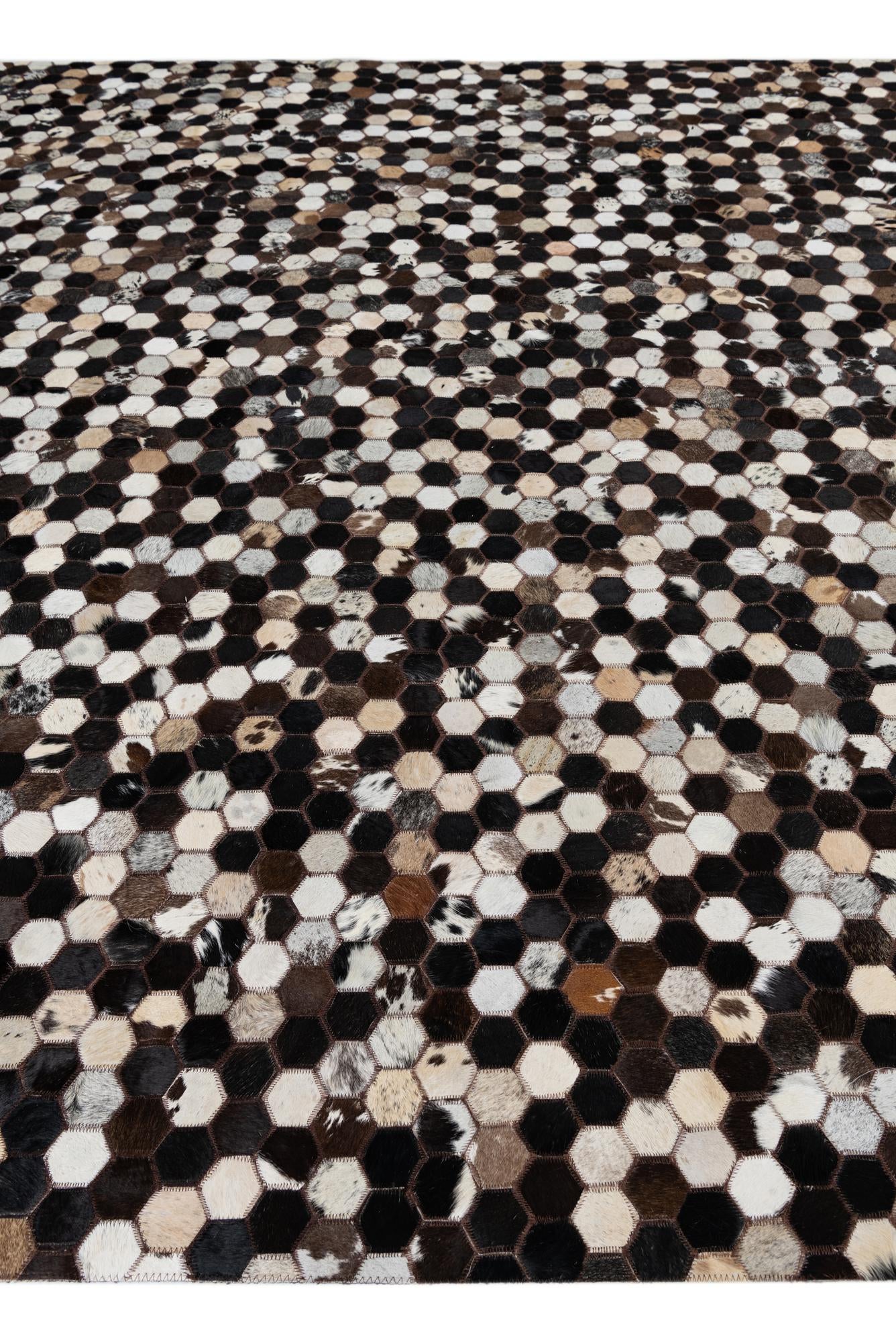 7' 6 x 10' 1 Cowhide Leather Rug