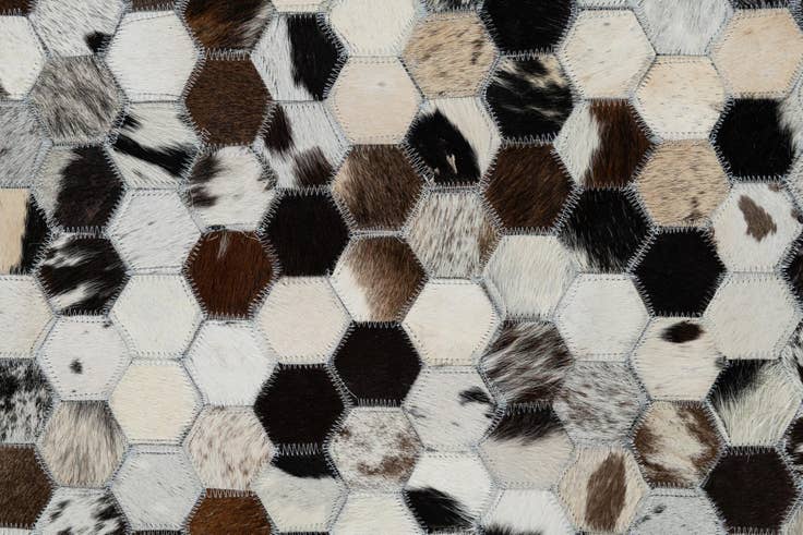 Detail image of 5' 2 x 7' 10 Cowhide Leather Rug