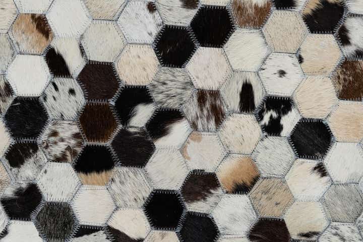 5' 2 x 7' 10 Cowhide Leather Rug