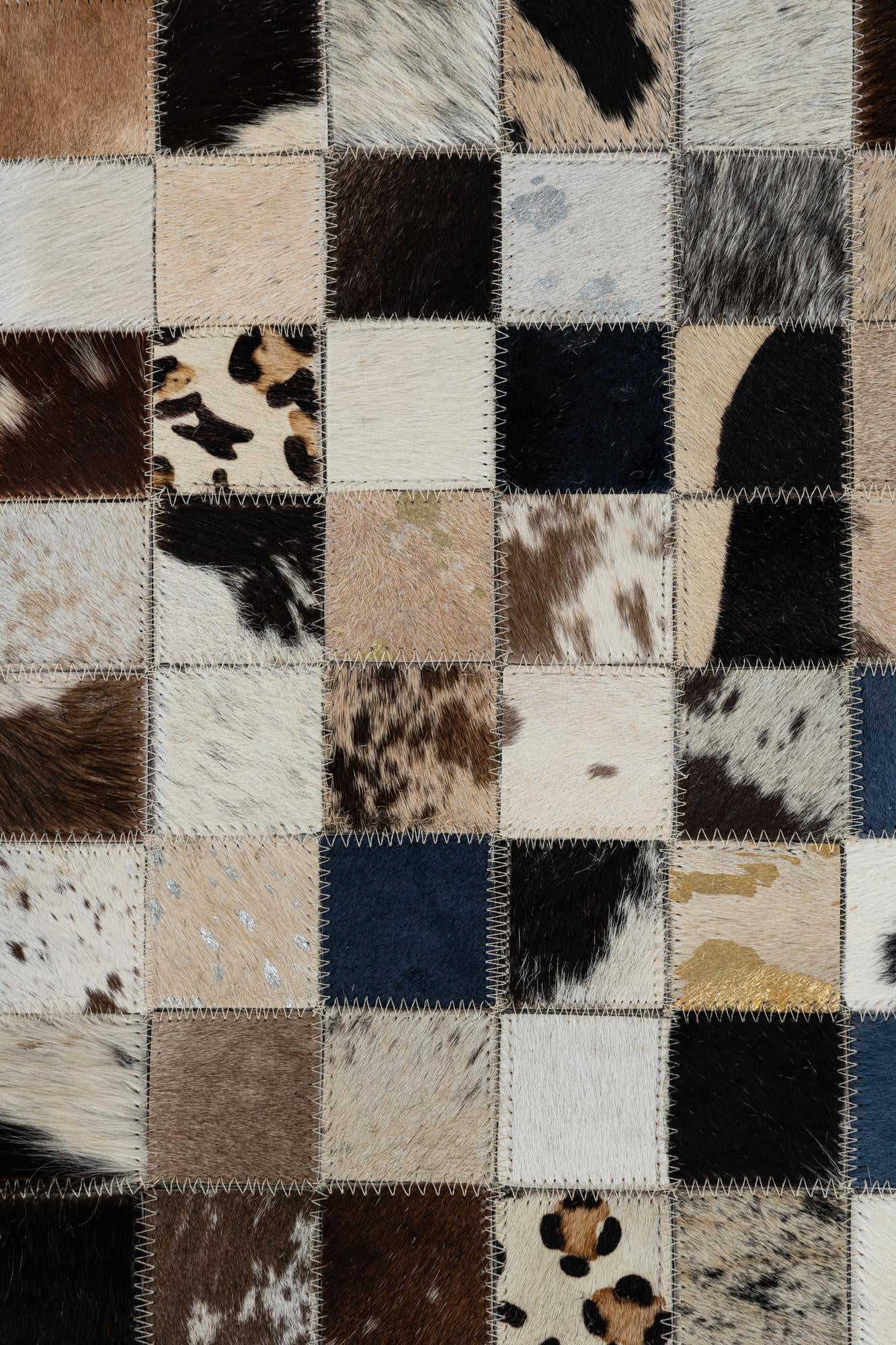 5' 1 x 8' Cowhide Leather Rug