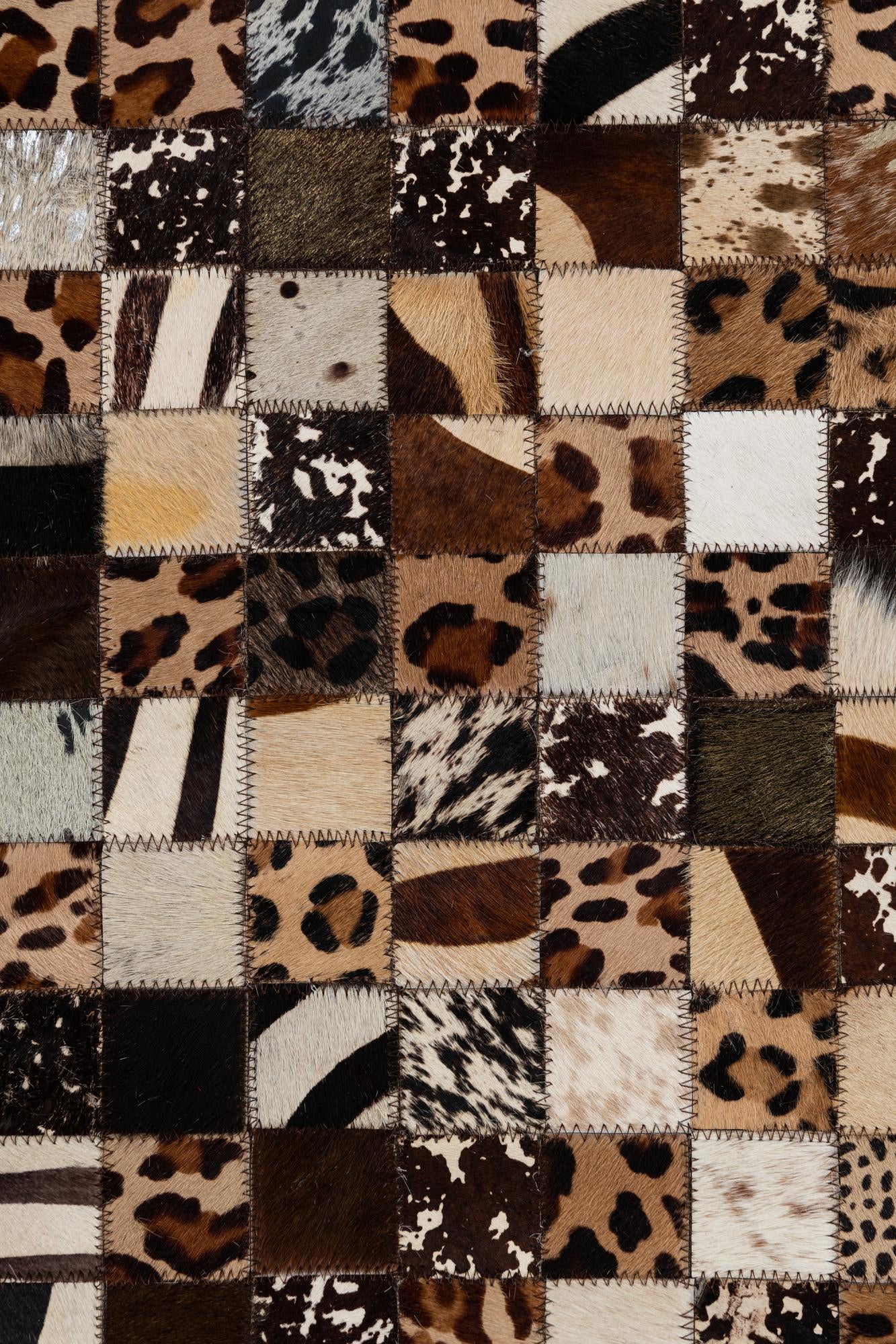 5' 1 x 8' 1 Cowhide Leather Rug