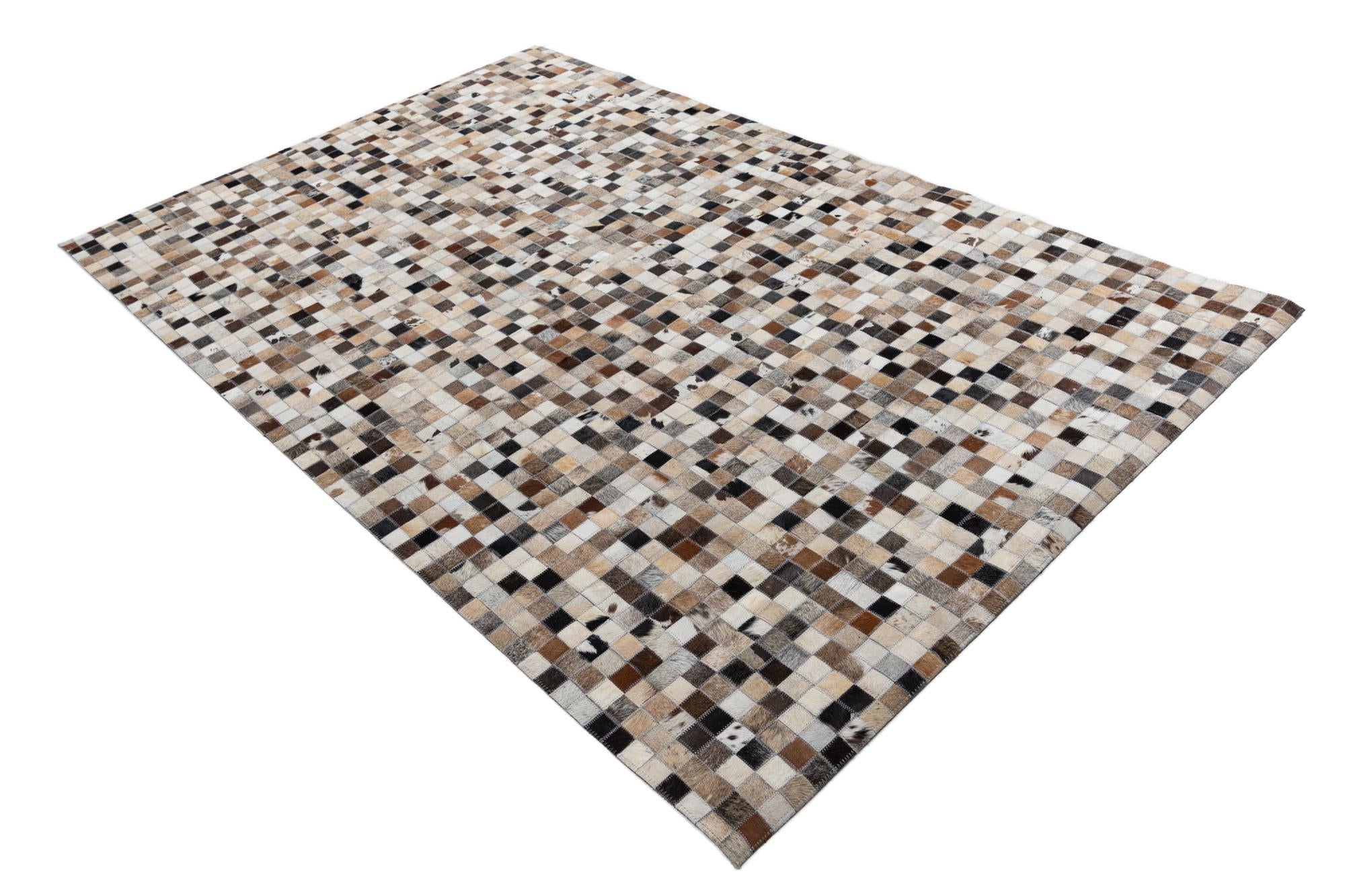 5' x 7' 9 Cowhide Leather Rug