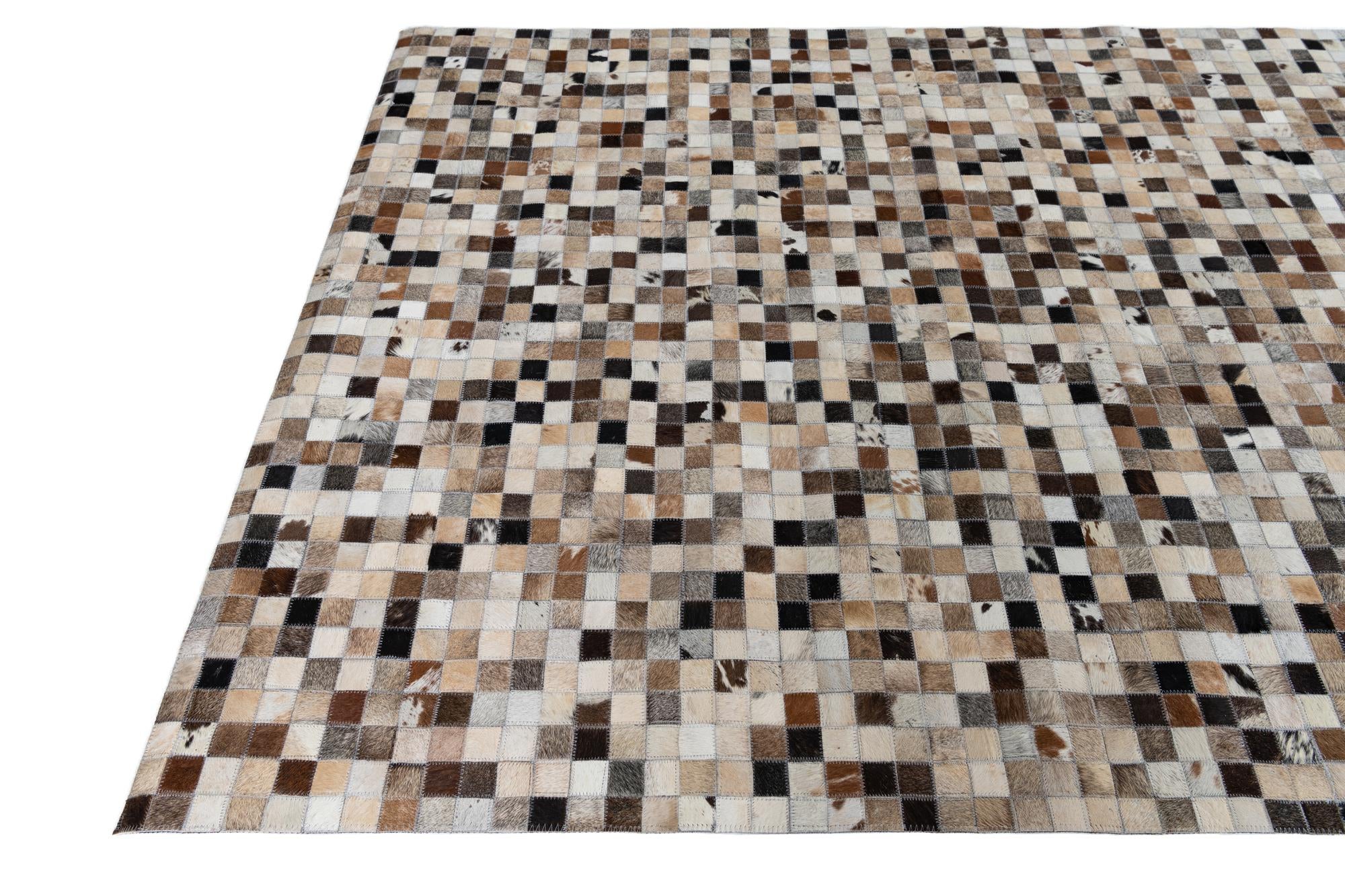5' x 7' 9 Cowhide Leather Rug