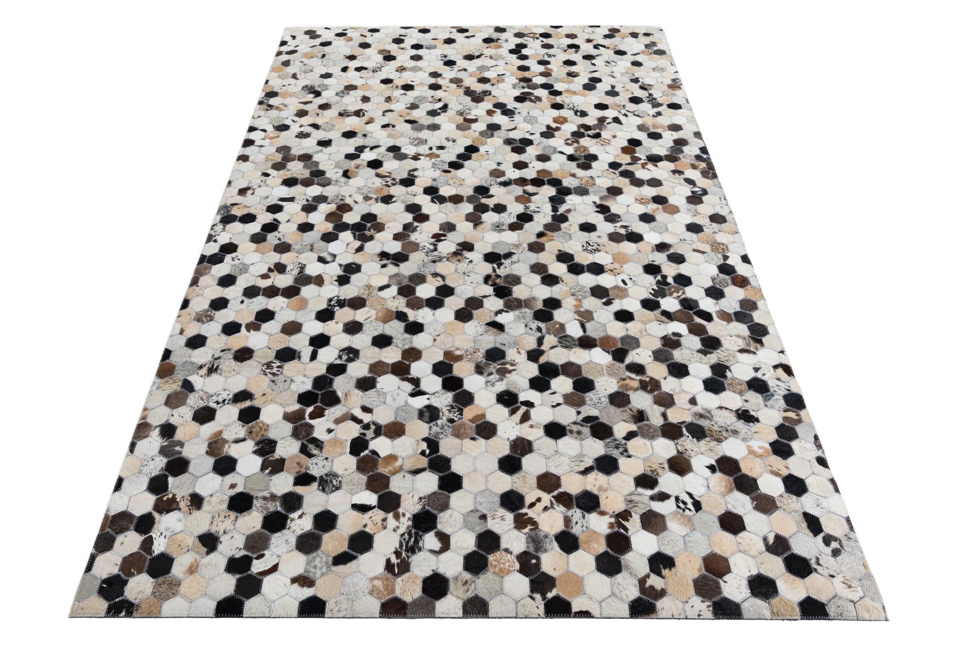 5' x 7' 10 Cowhide Leather Rug
