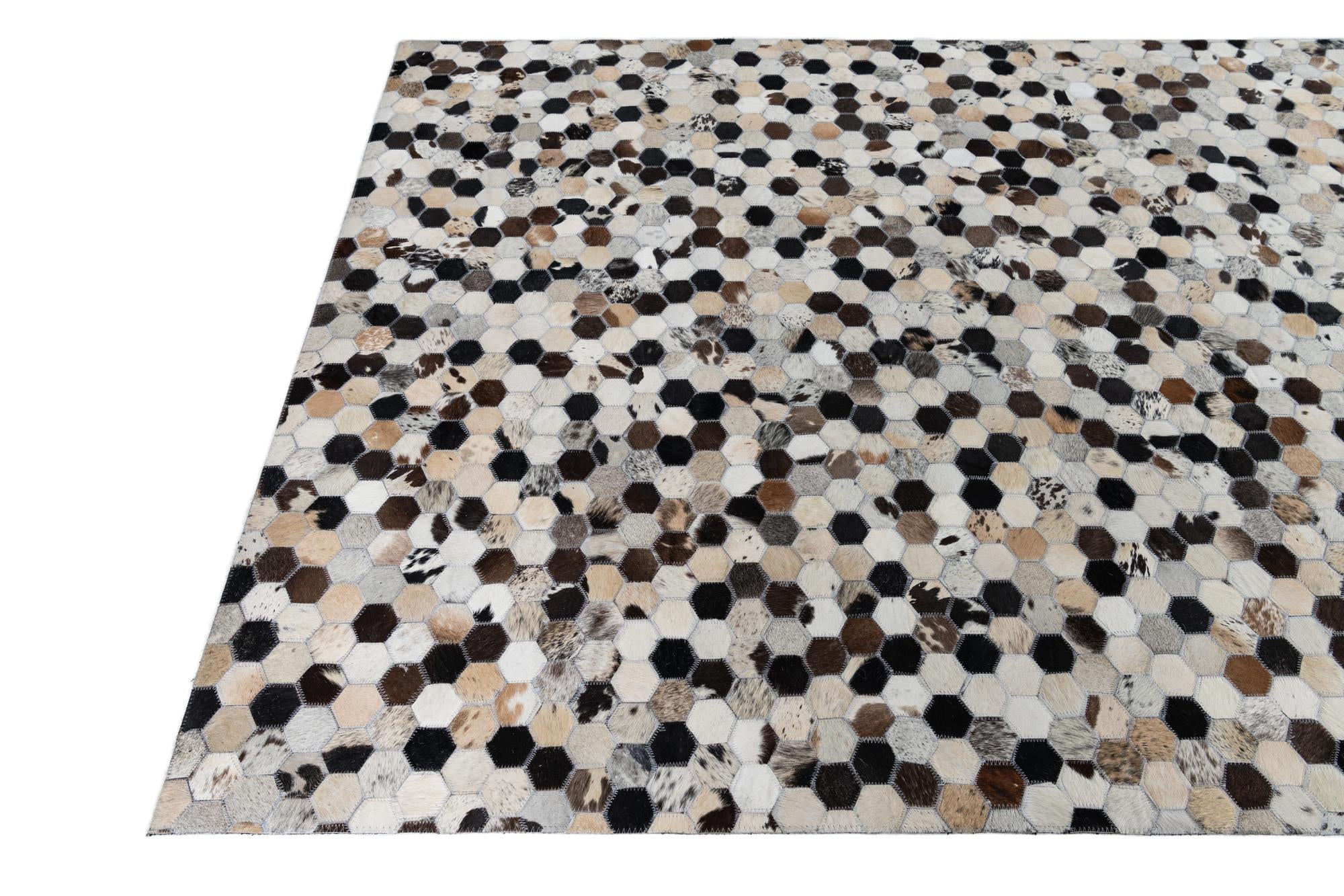 5' x 7' 10 Cowhide Leather Rug