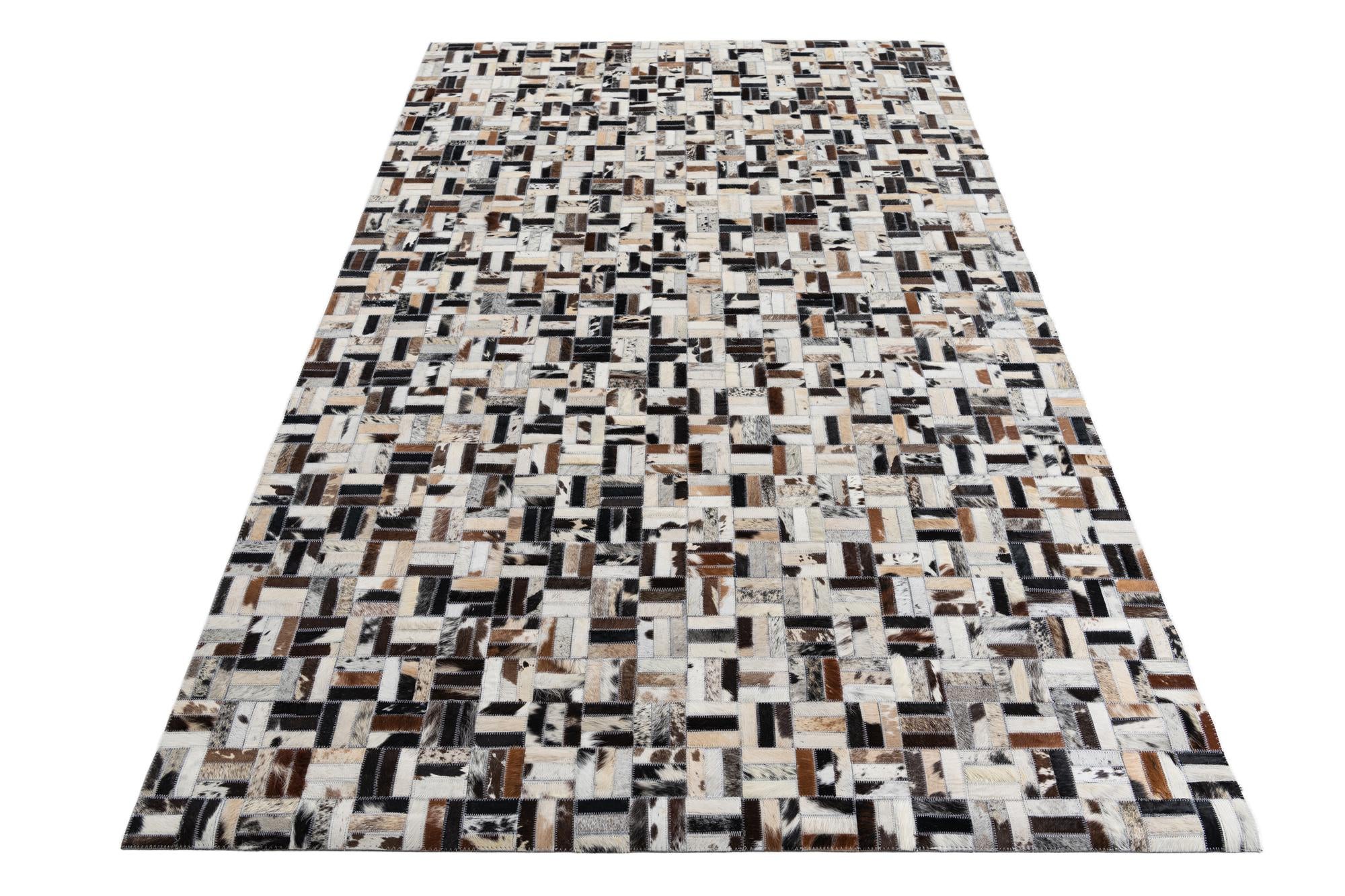 5' x 7' 10 Cowhide Leather Rug