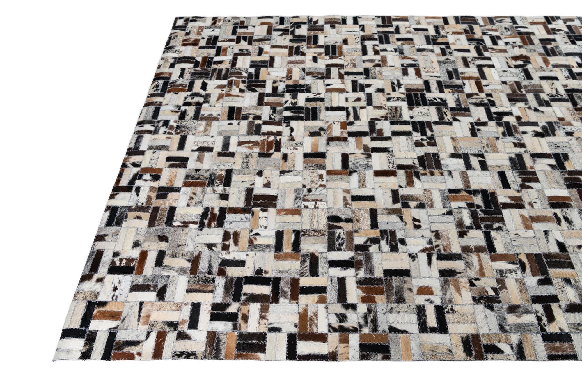5' x 7' 10 Cowhide Leather Rug