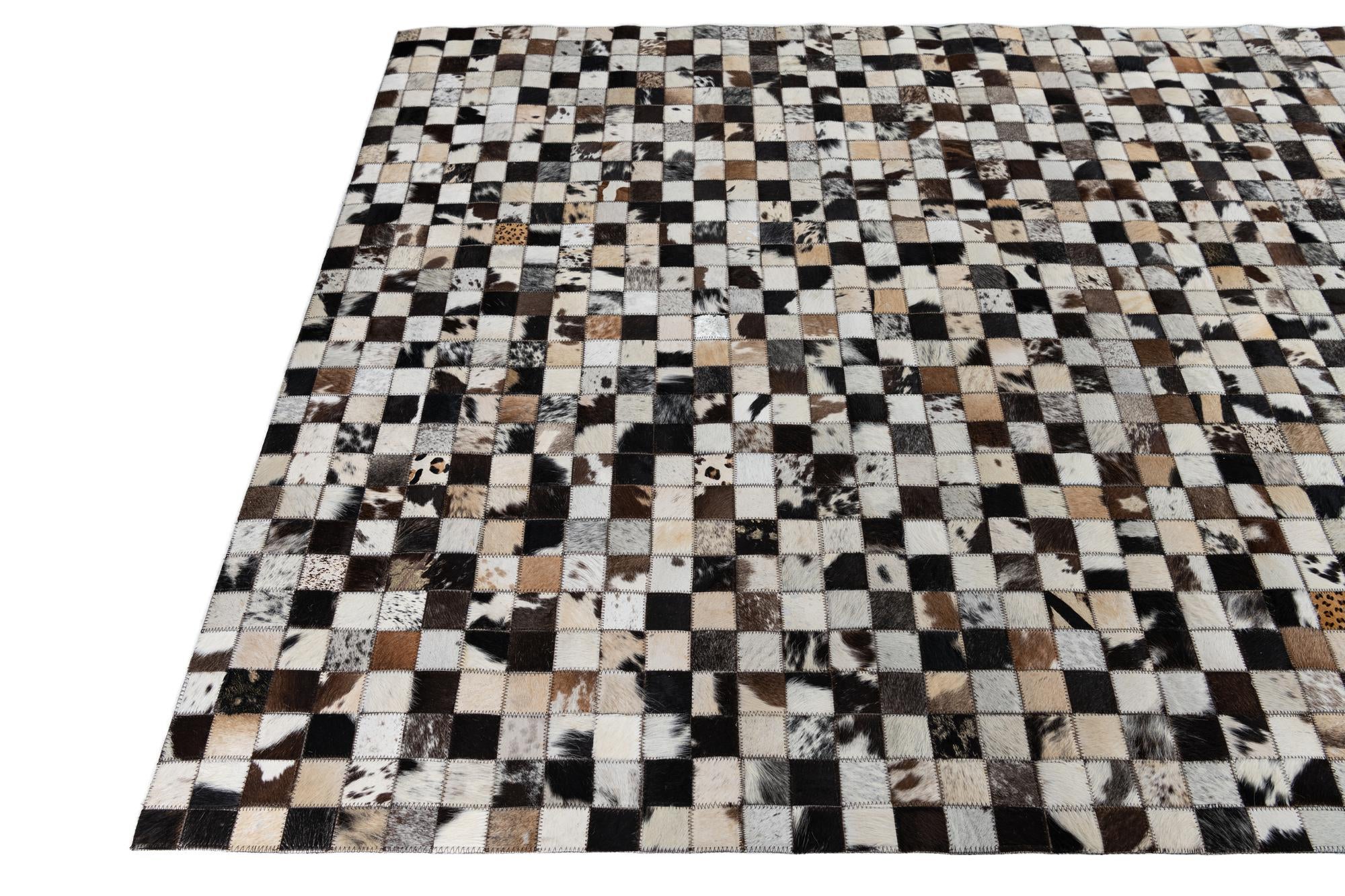 5' x 7' 10 Cowhide Leather Rug