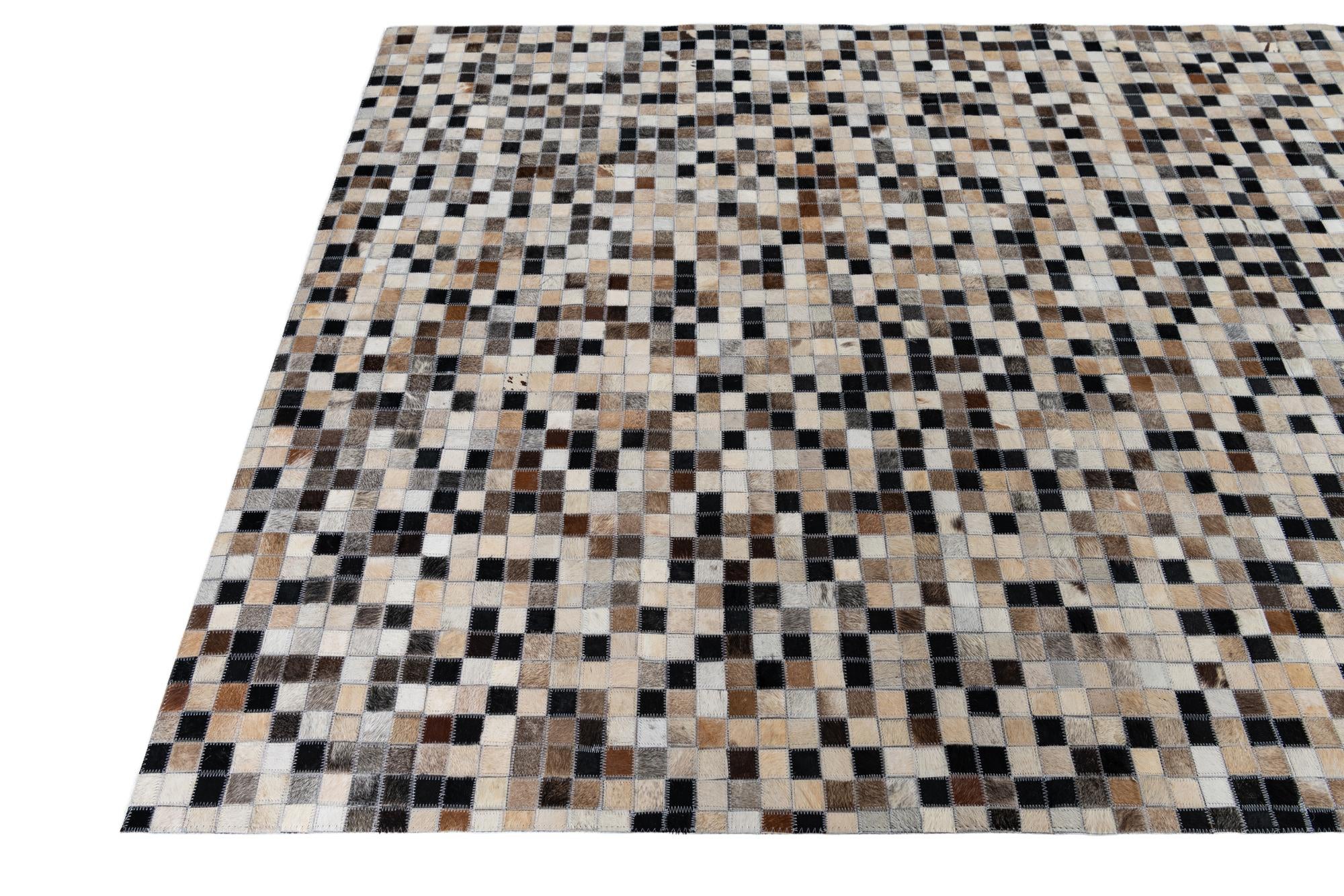 4' 10 x 7' 10 Cowhide Leather Rug