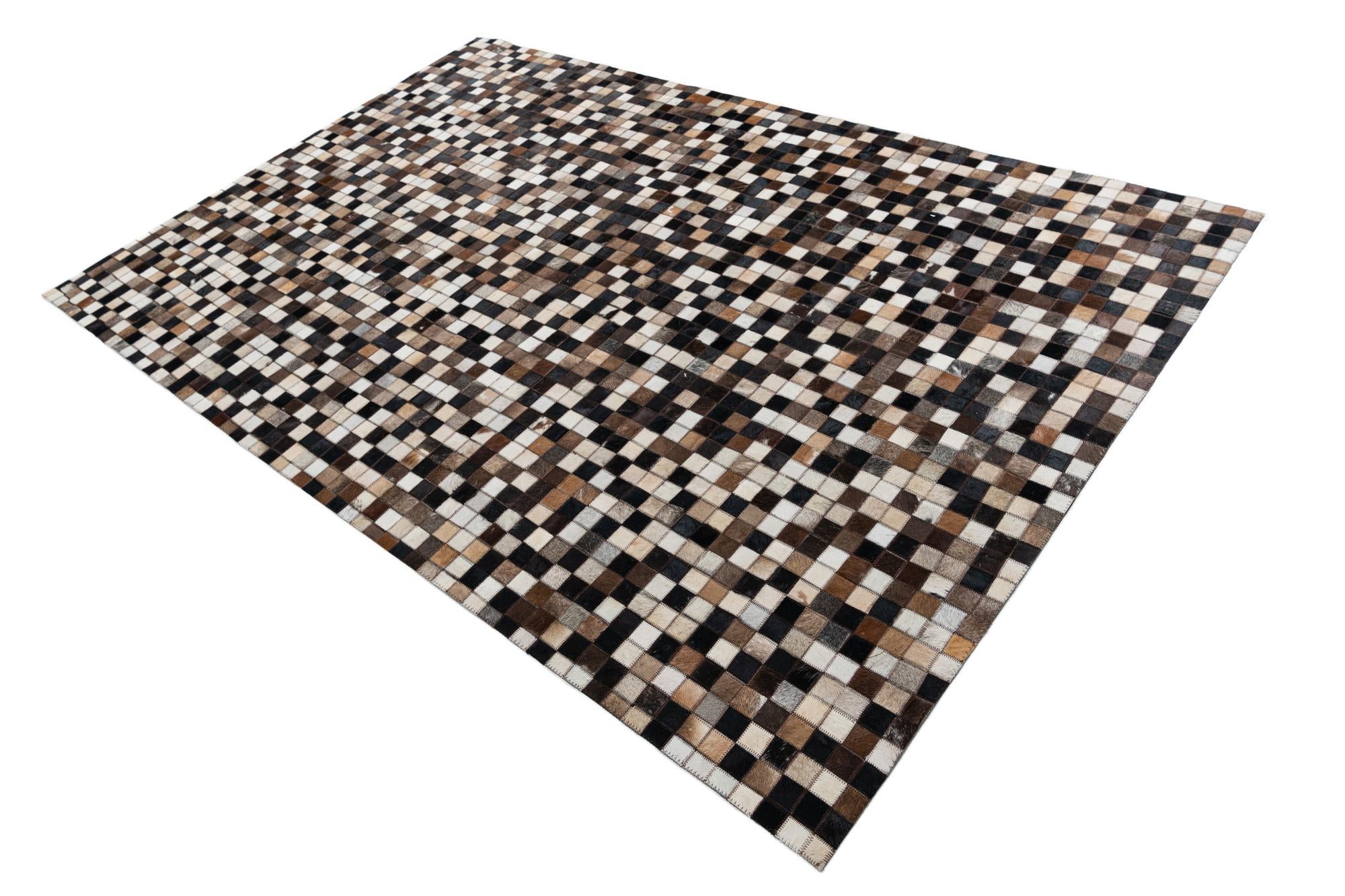 5' x 7' 8 Cowhide Leather Rug