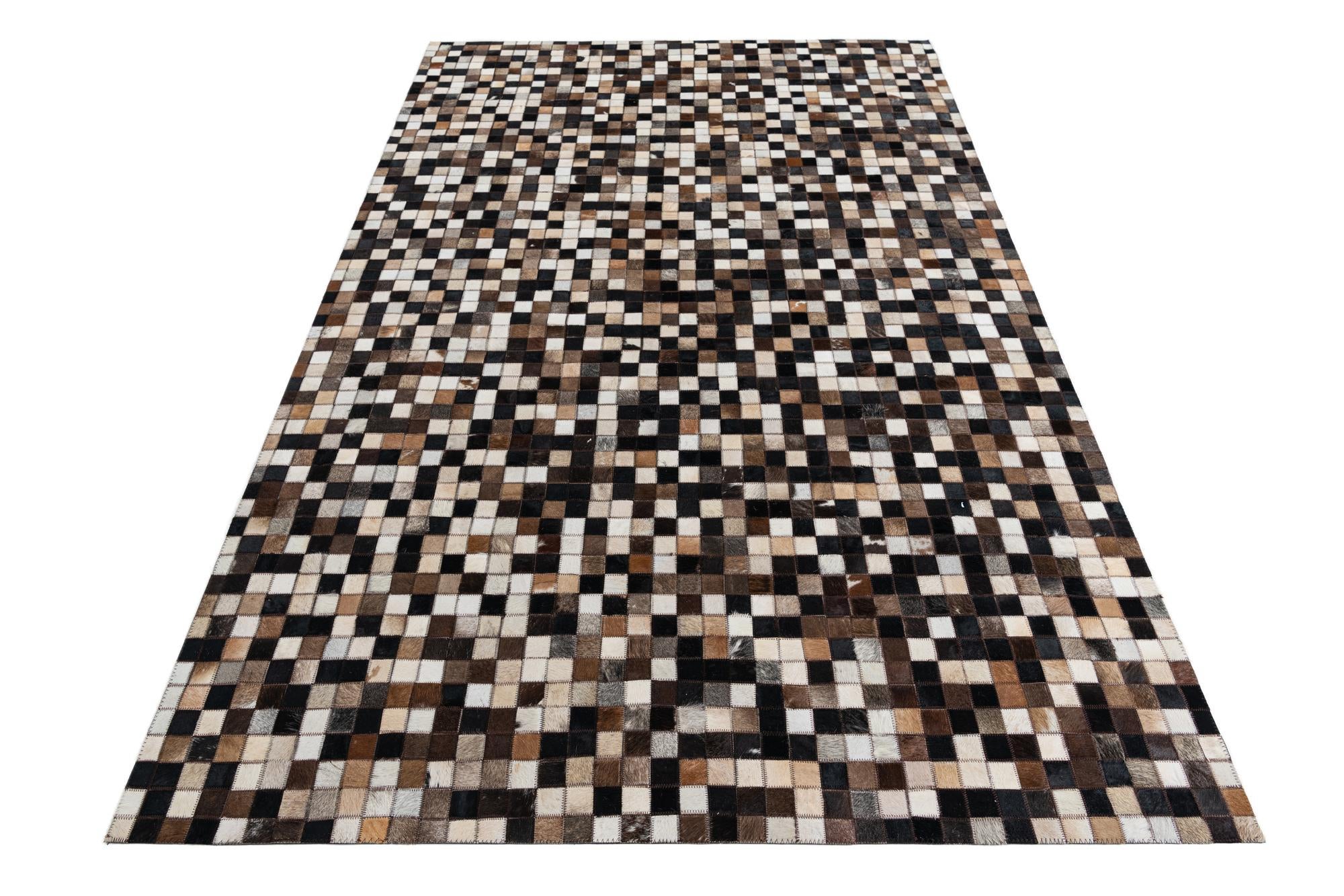5' x 7' 8 Cowhide Leather Rug