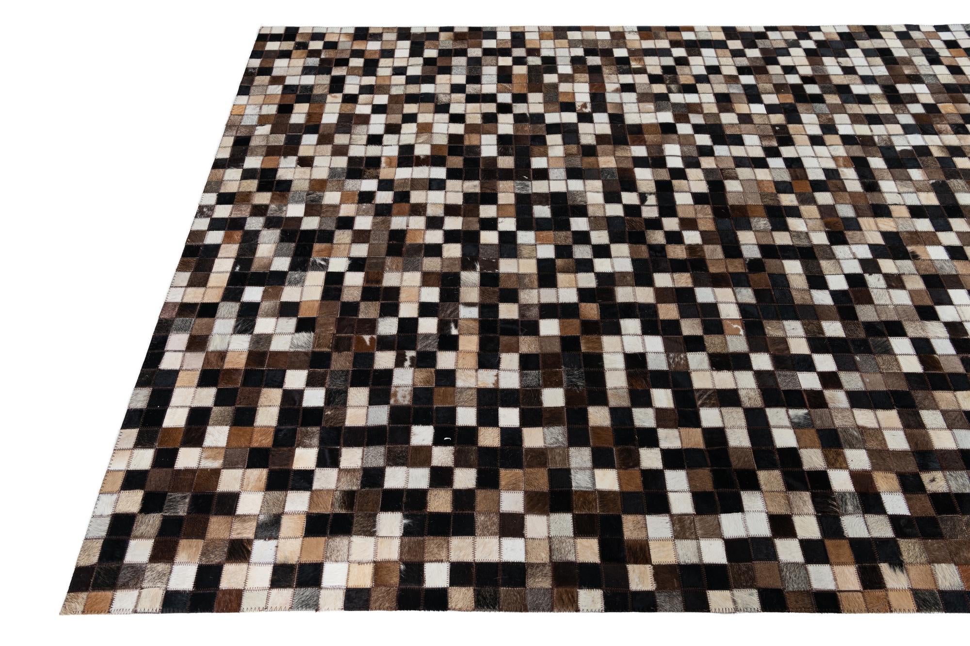5' x 7' 8 Cowhide Leather Rug