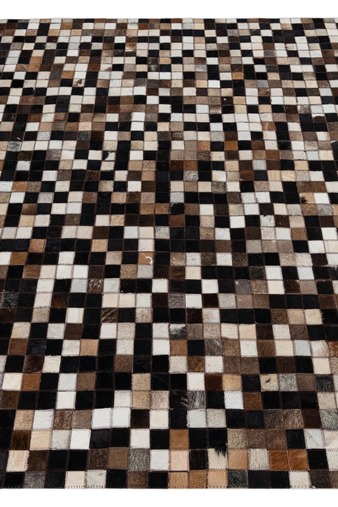 5' x 7' 8 Cowhide Leather Rug
