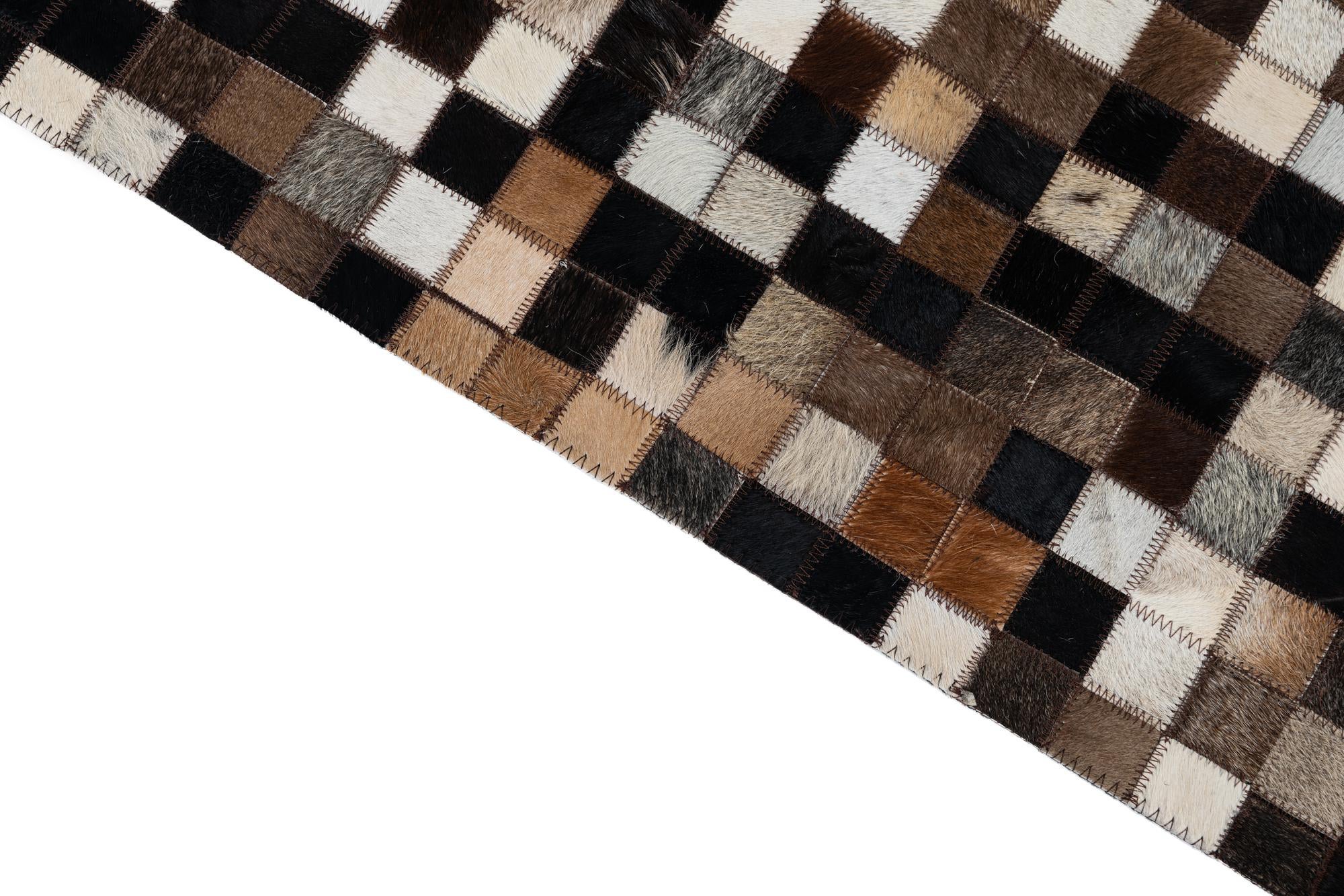 5' x 7' 8 Cowhide Leather Rug