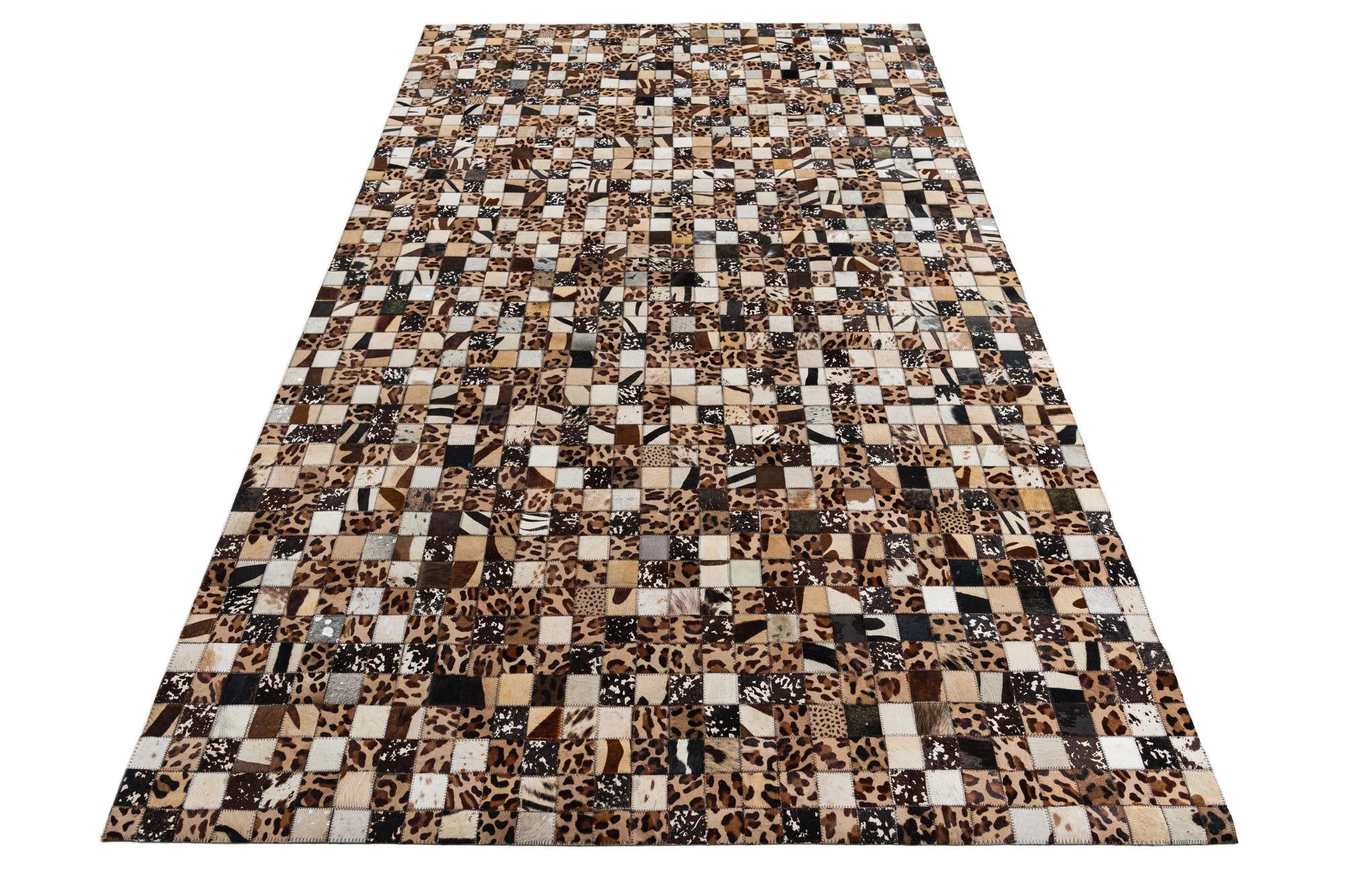 5' 1 x 8' 1 Cowhide Leather Rug