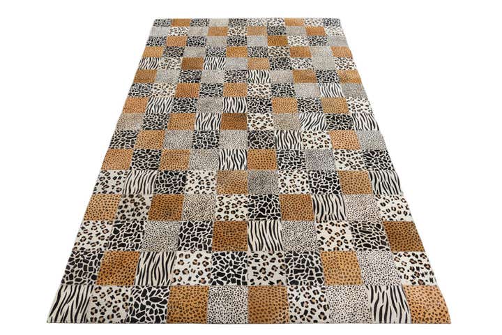 4' 10 x 7' 8 Cowhide Leather Rug