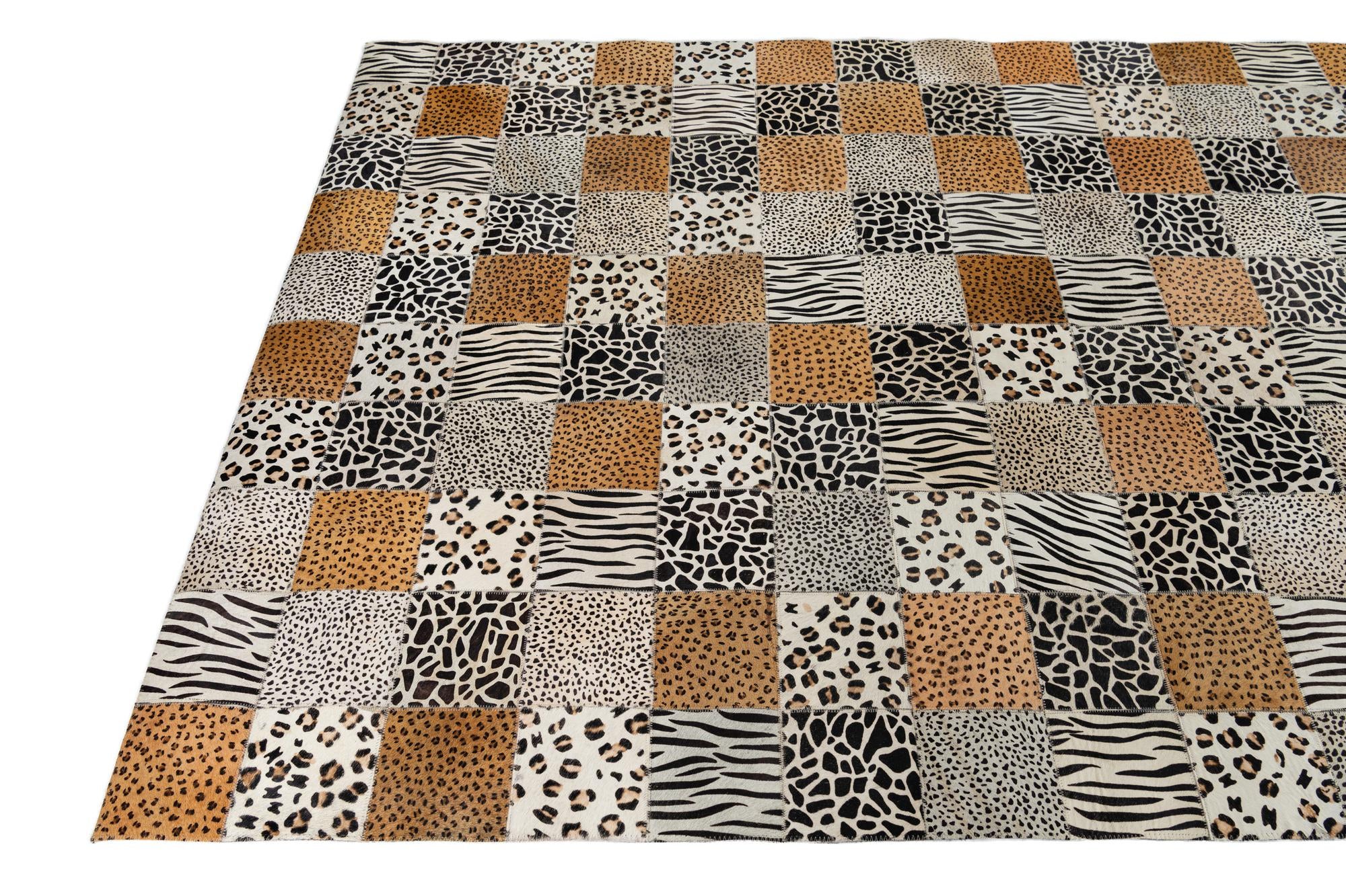 4' 10 x 7' 8 Cowhide Leather Rug