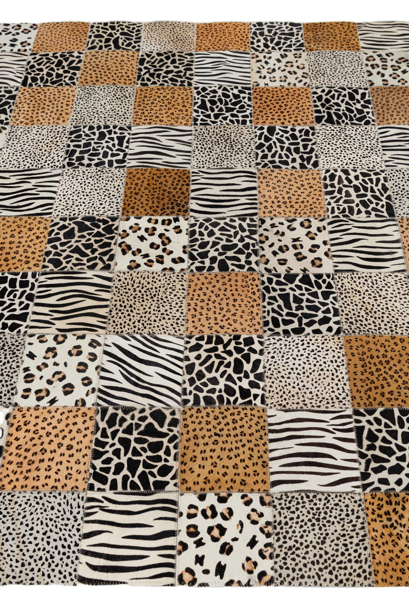 4' 10 x 7' 8 Cowhide Leather Rug