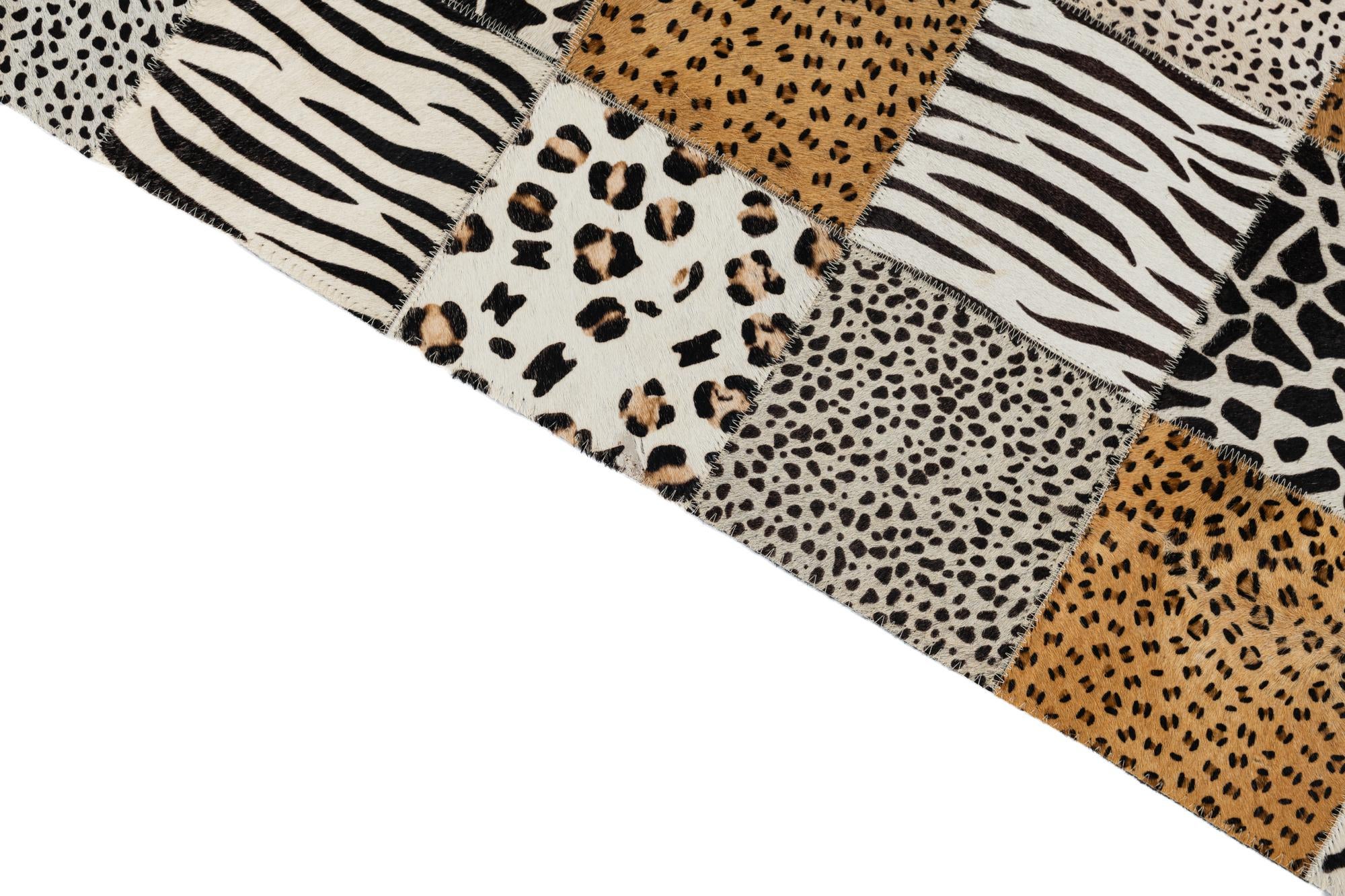4' 10 x 7' 8 Cowhide Leather Rug