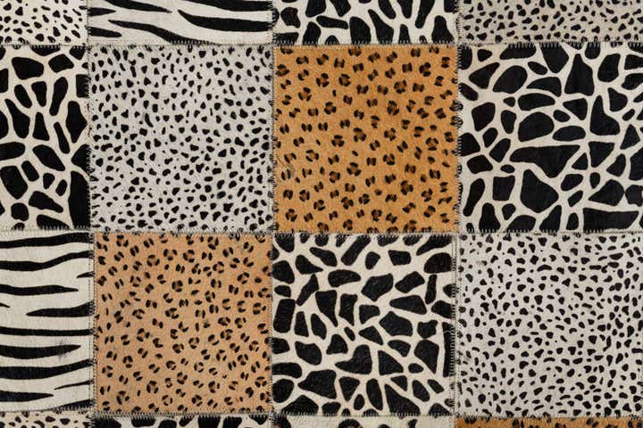 4' 10 x 7' 8 Cowhide Leather Rug
