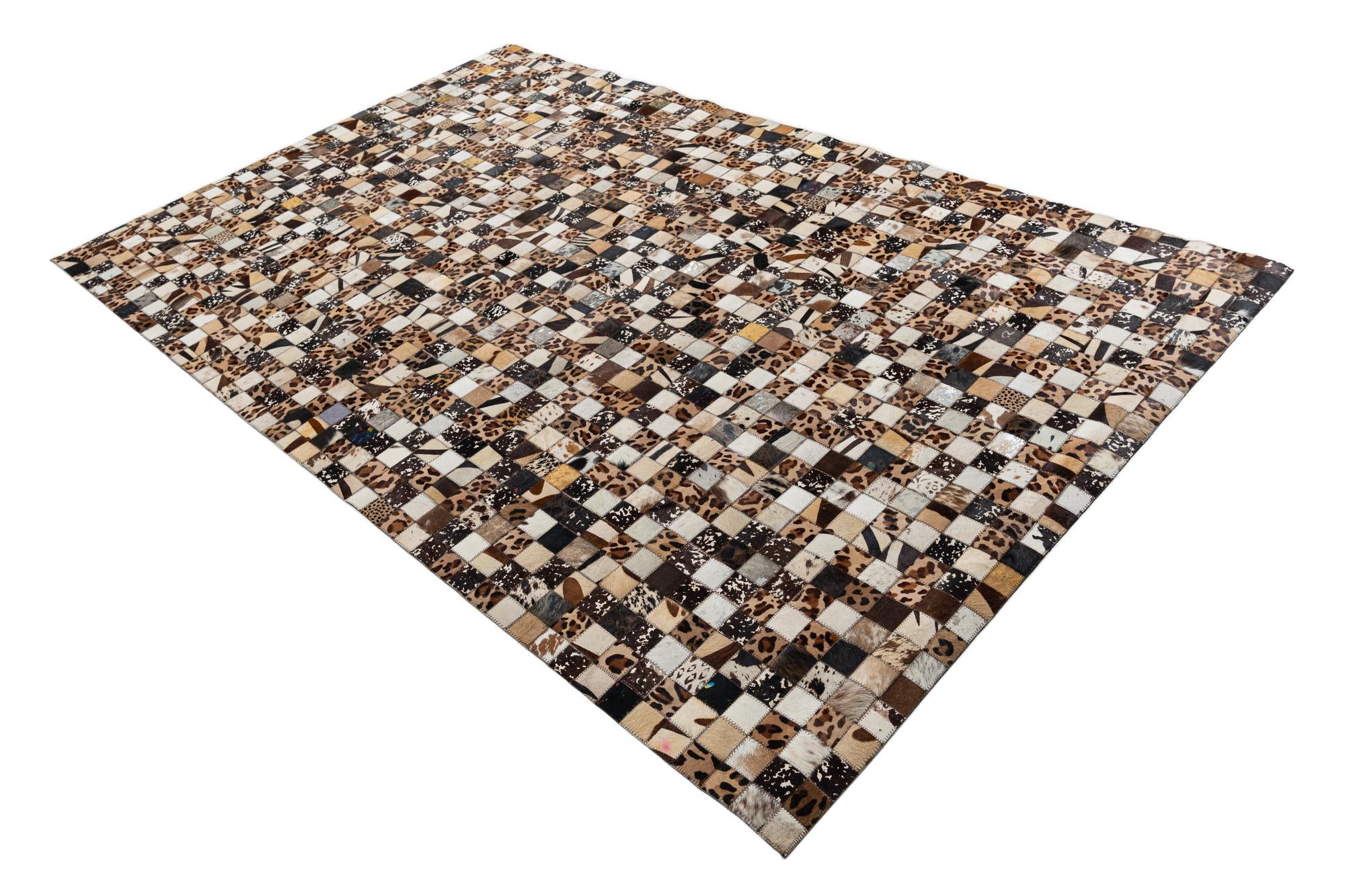 5' 1 x 8' 1 Cowhide Leather Rug