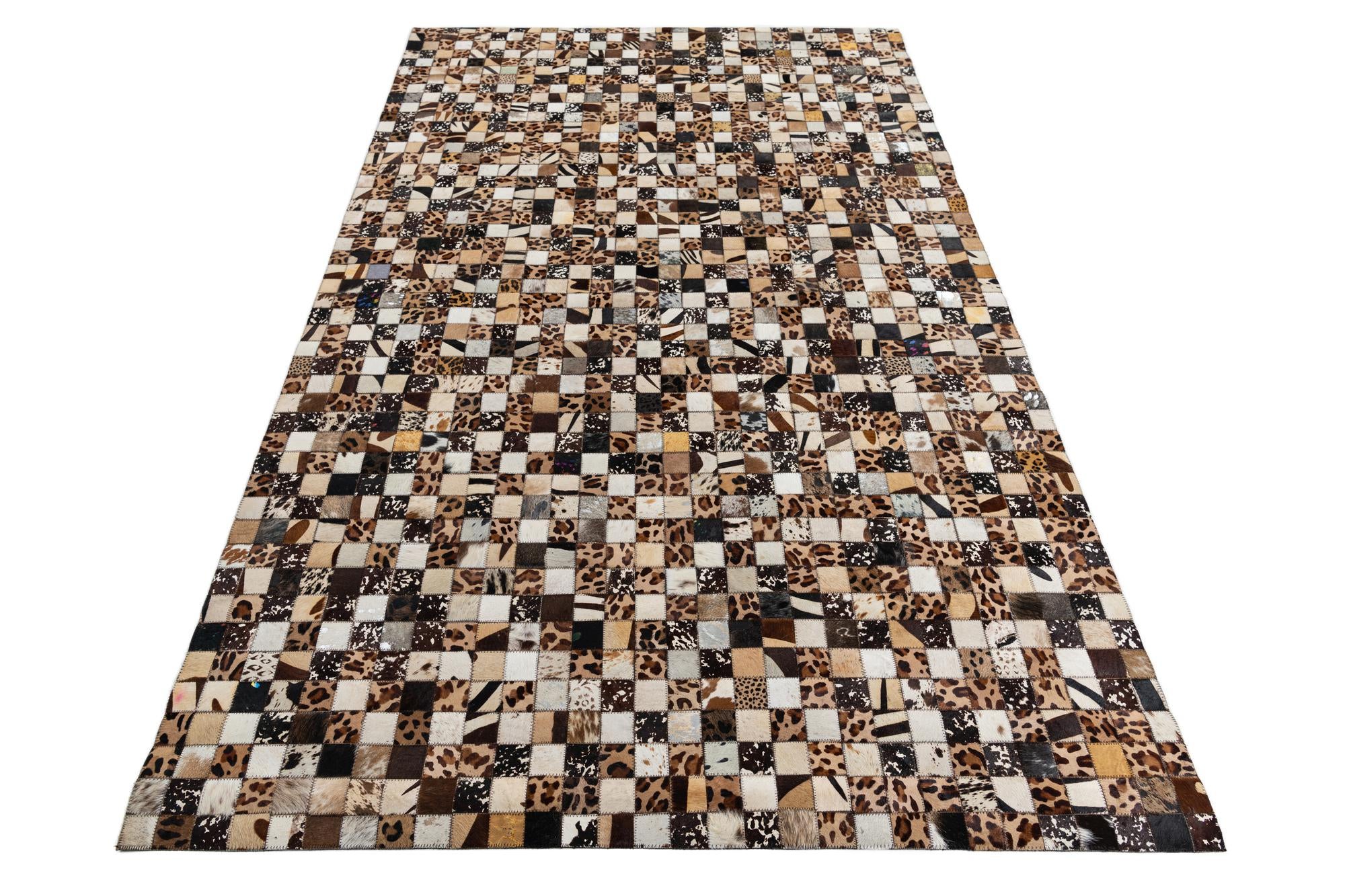 5' 1 x 8' 1 Cowhide Leather Rug
