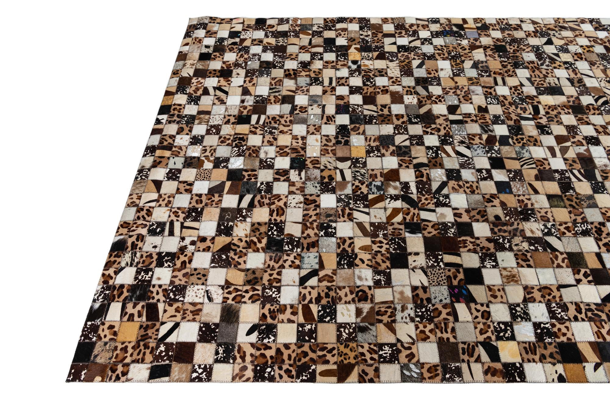 5' 1 x 8' 1 Cowhide Leather Rug