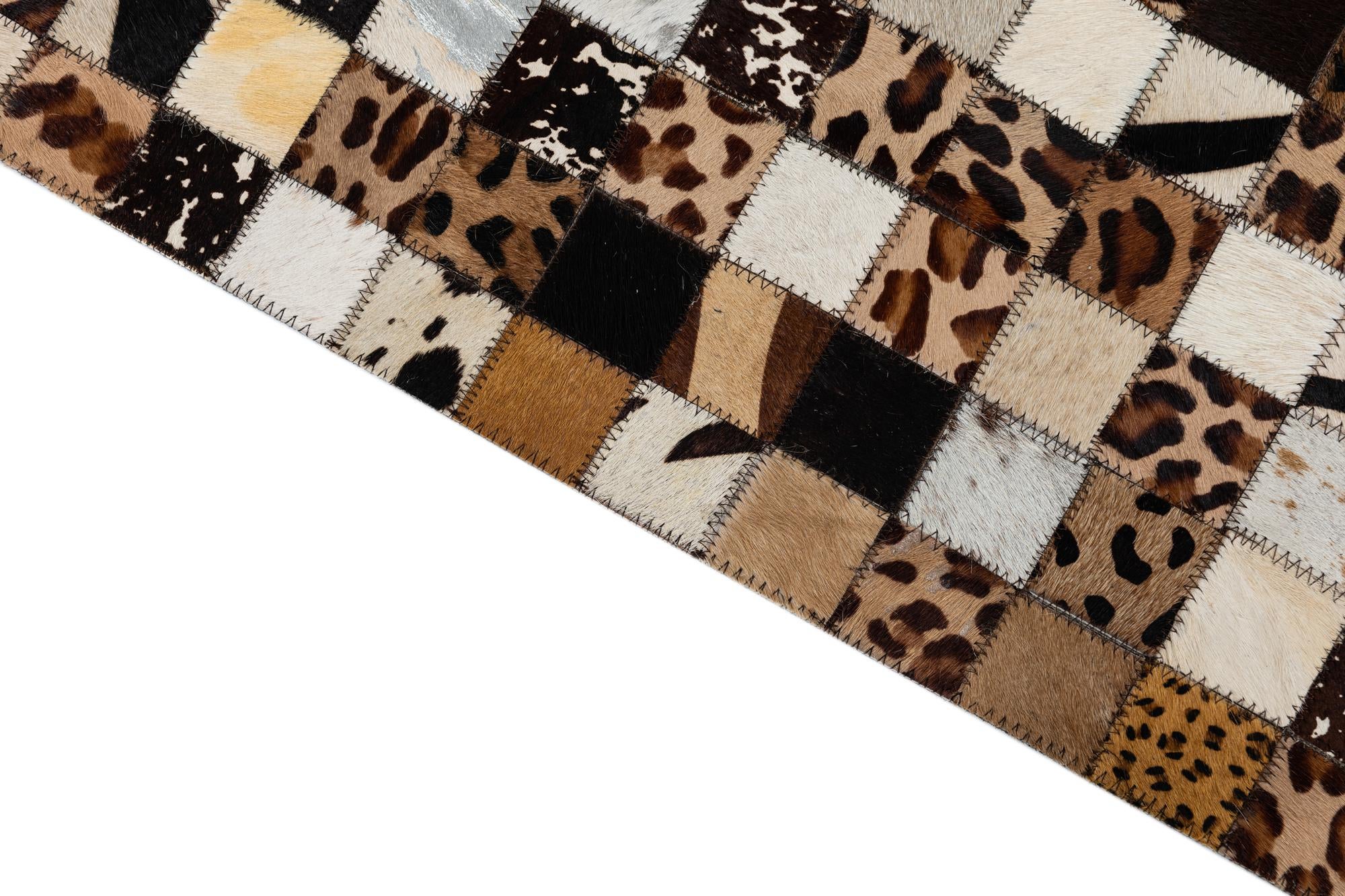 5' 1 x 8' 1 Cowhide Leather Rug