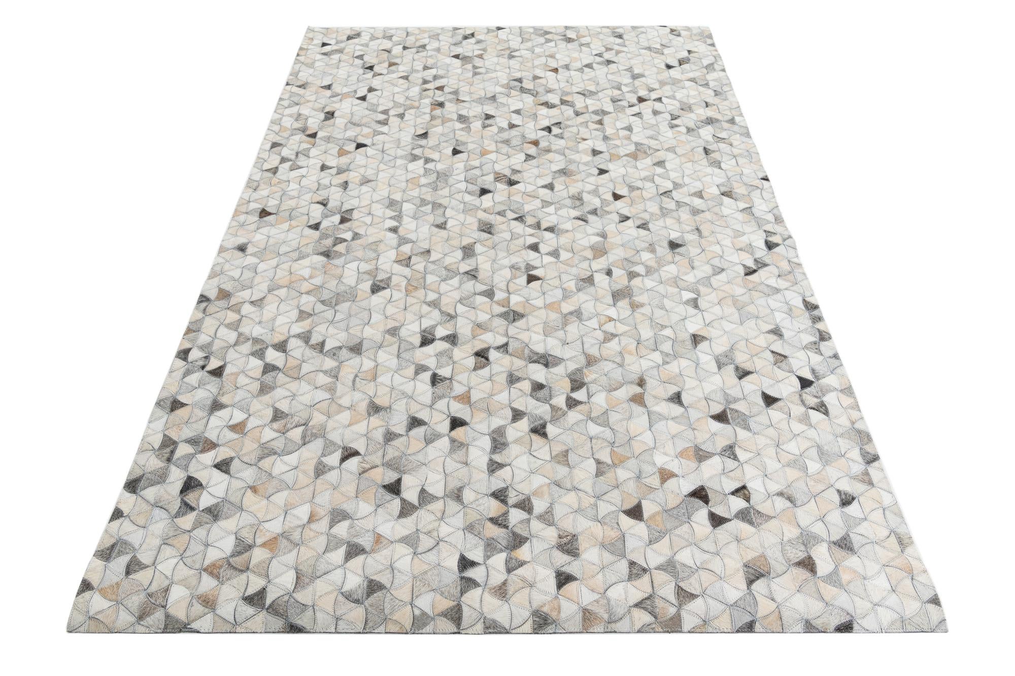 5' 1 x 7' 7 Cowhide Leather Rug