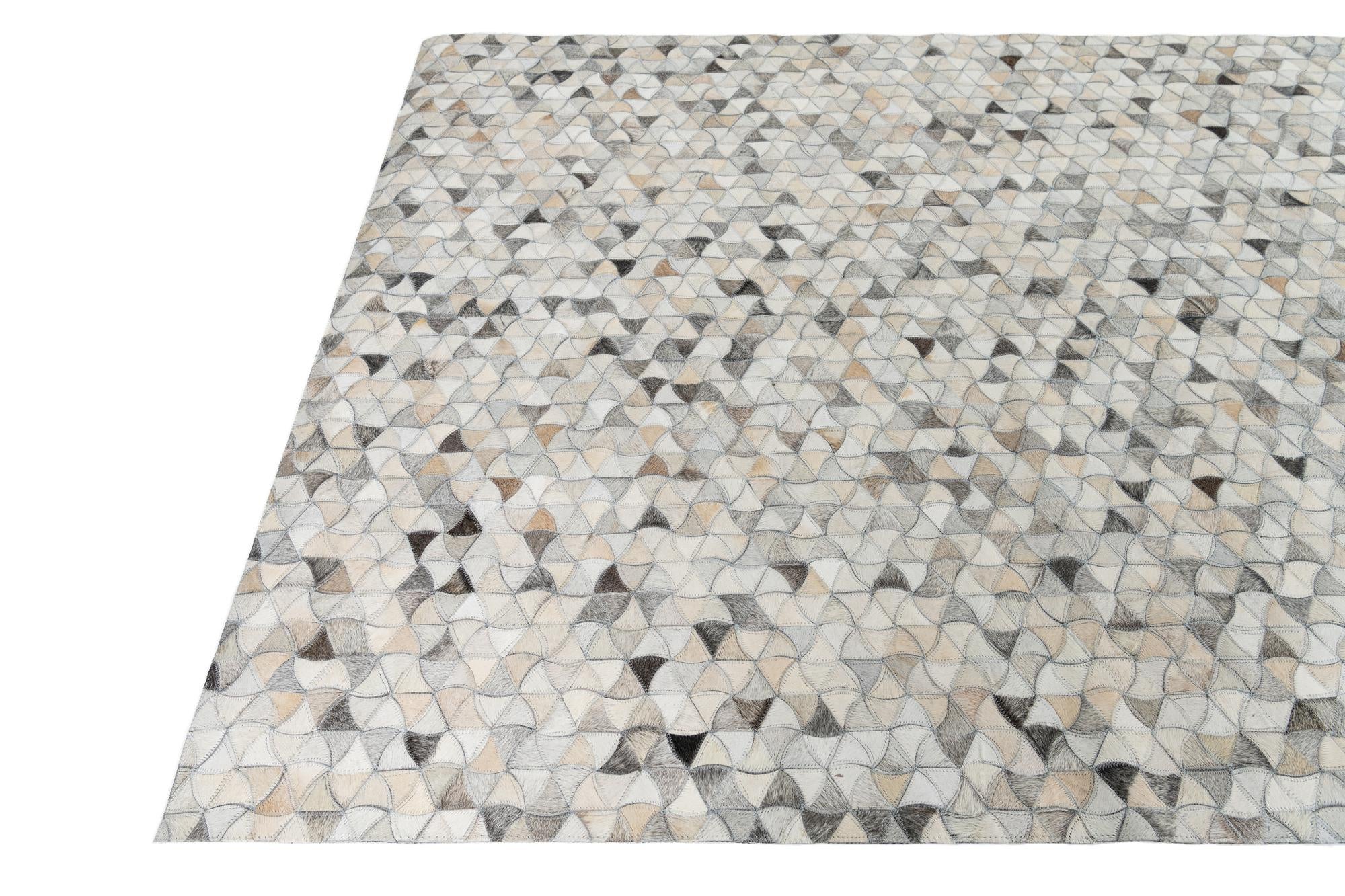 5' 1 x 7' 7 Cowhide Leather Rug