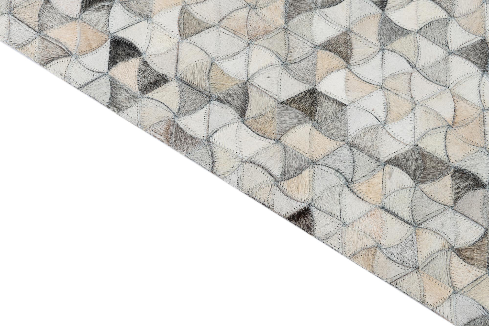 5' 1 x 7' 7 Cowhide Leather Rug