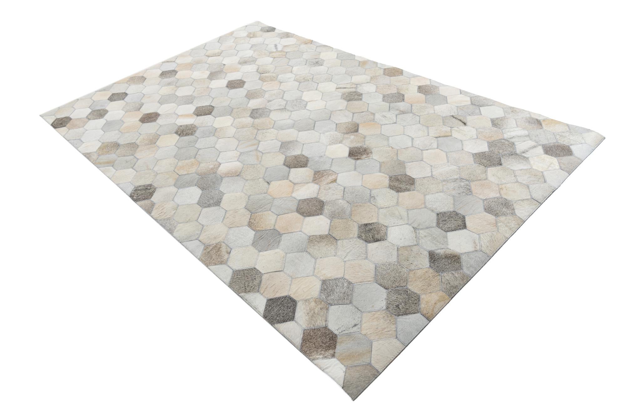 5' 2 x 7' 9 Cowhide Leather Rug