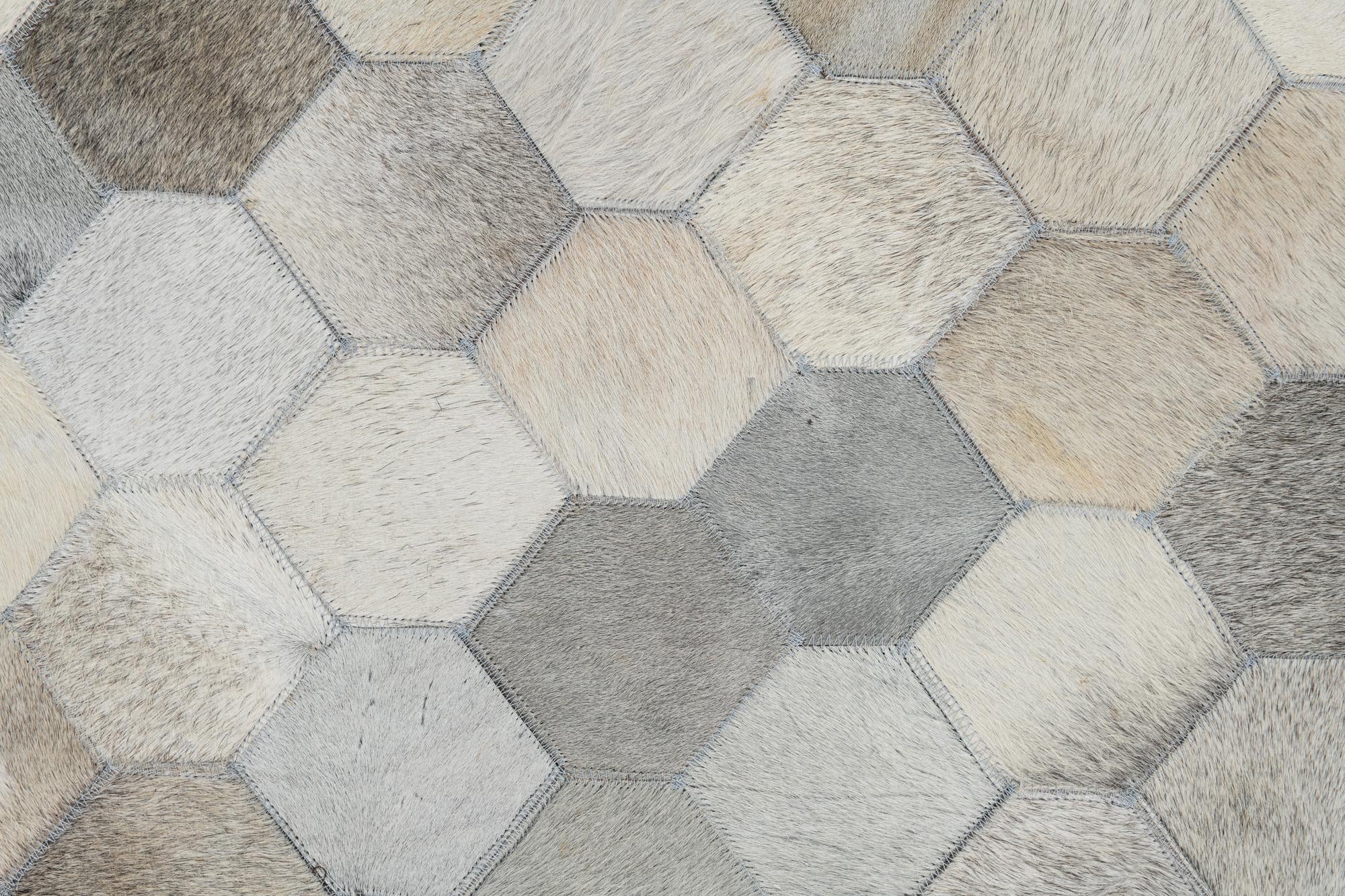 5' 2 x 7' 9 Cowhide Leather Rug