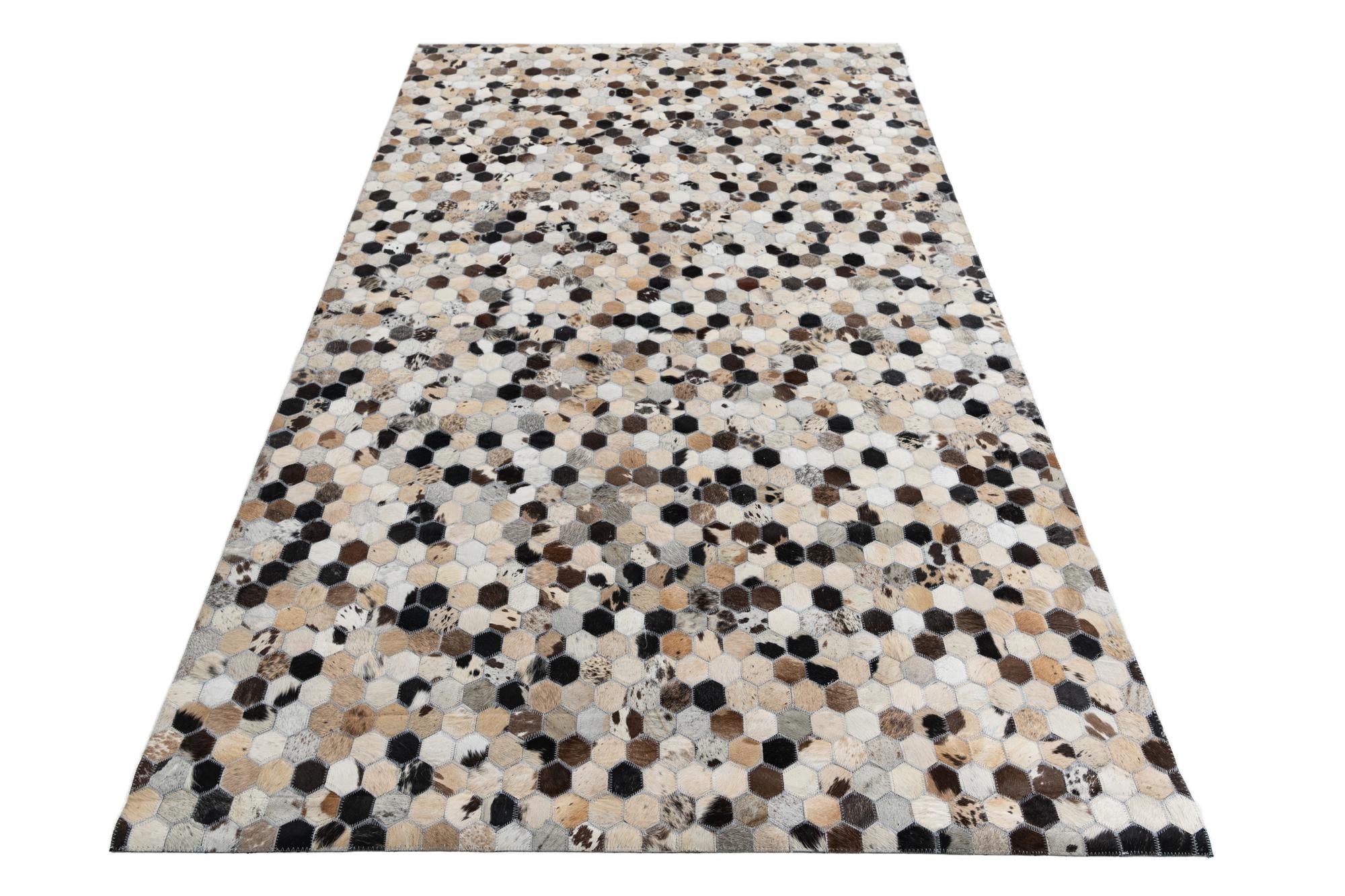 5' 1 x 8' Cowhide Leather Rug