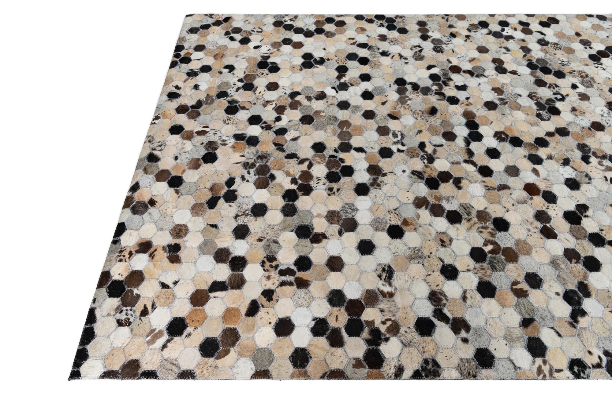 5' 1 x 8' Cowhide Leather Rug