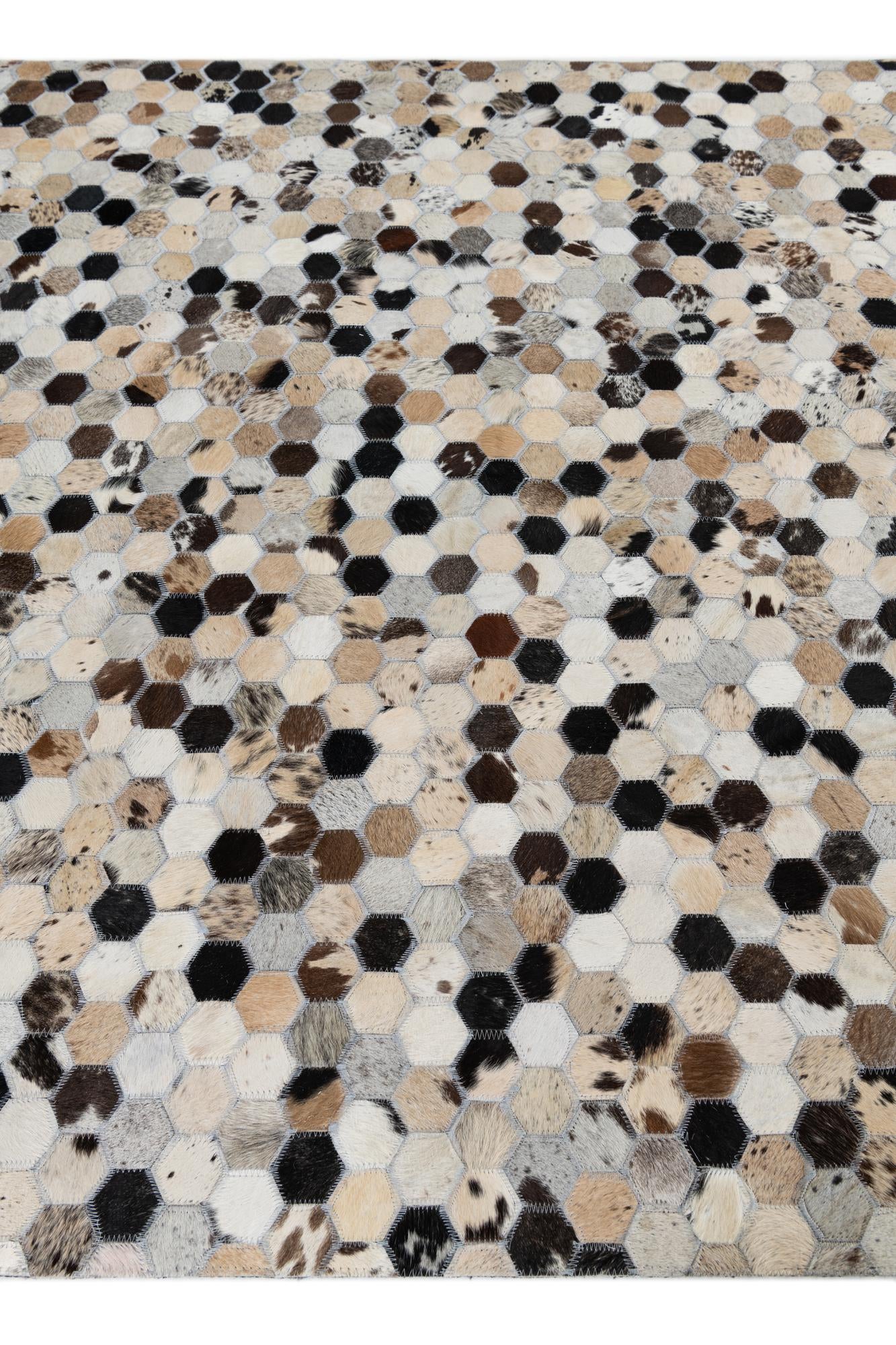 5' 1 x 8' Cowhide Leather Rug