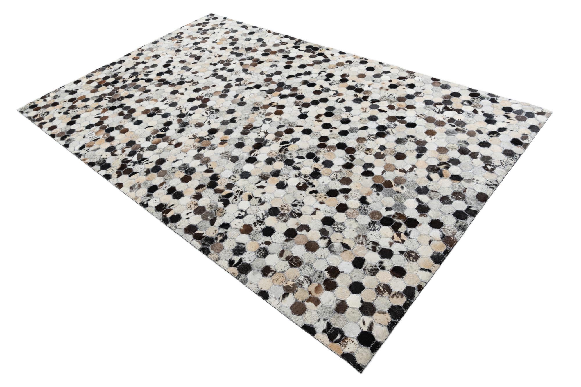 5' 1 x 8' 1 Cowhide Leather Rug