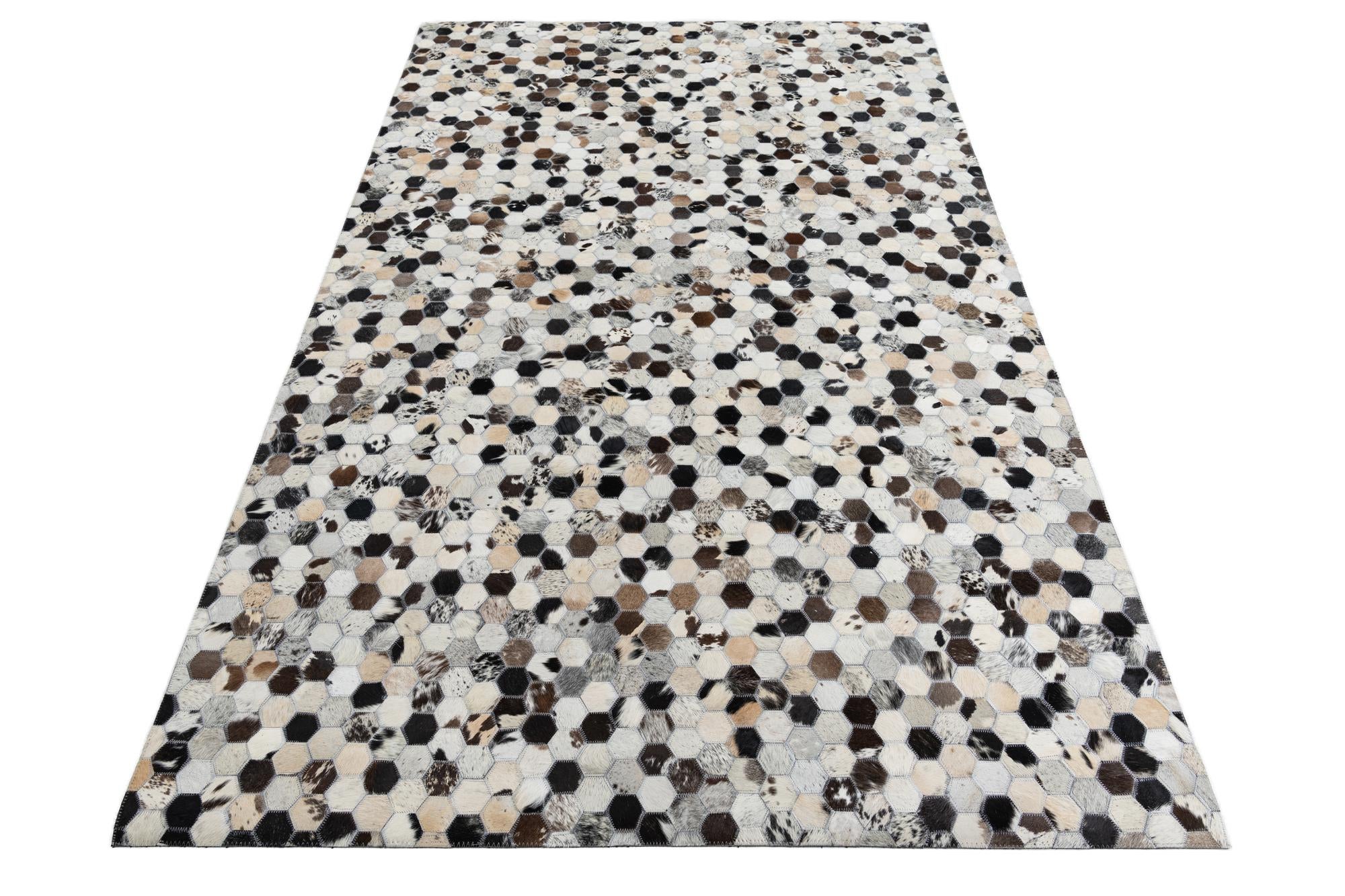 5' 1 x 8' 1 Cowhide Leather Rug