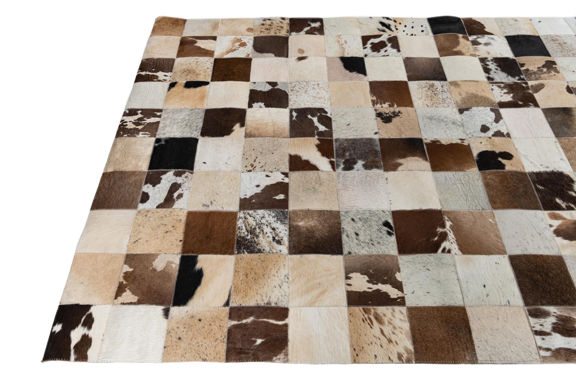 5' x 7' 10 Cowhide Leather Rug