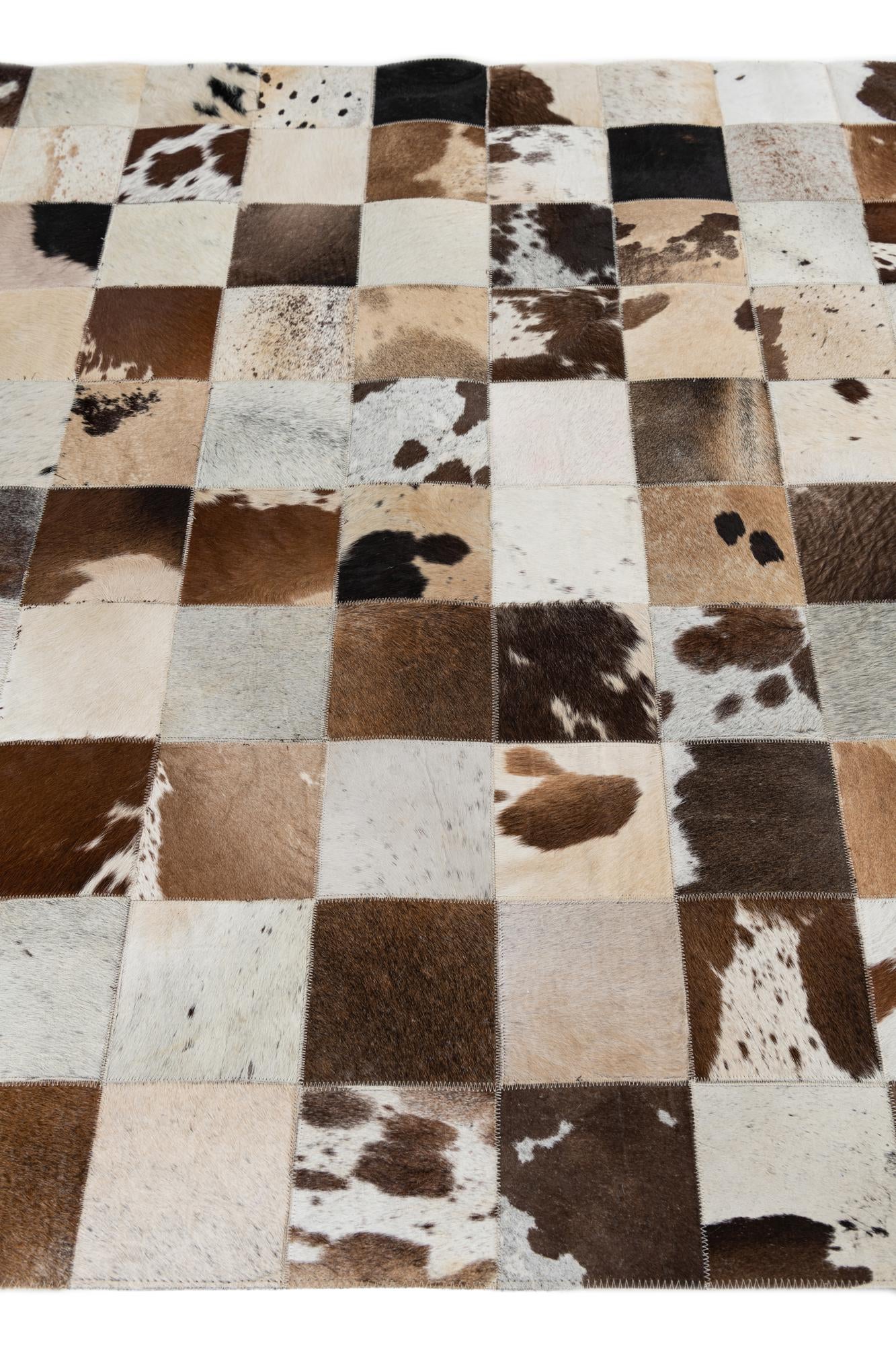 5' x 7' 10 Cowhide Leather Rug