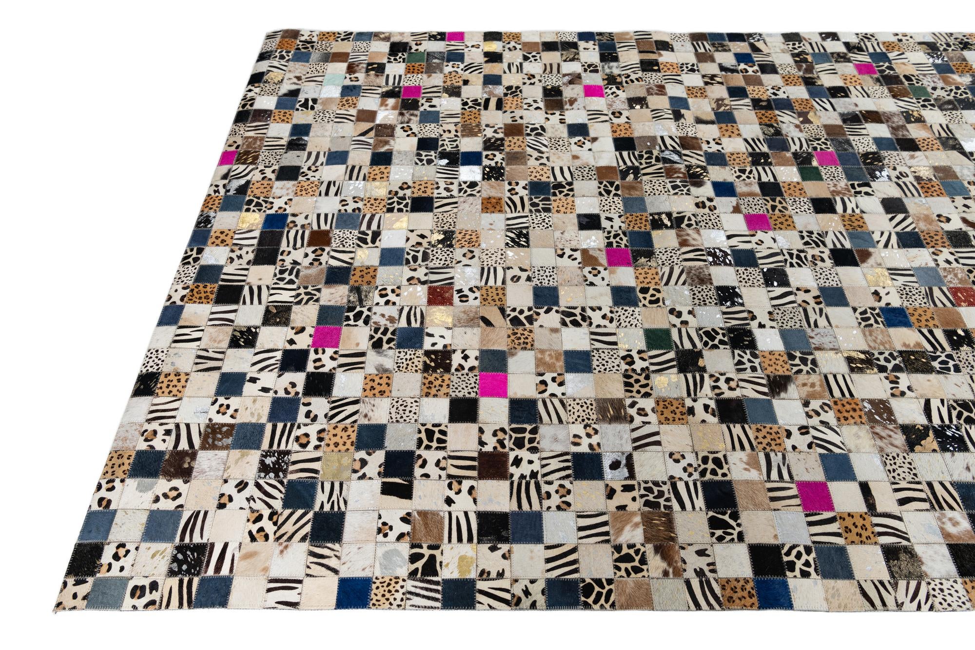 5' x 8' Cowhide Leather Rug