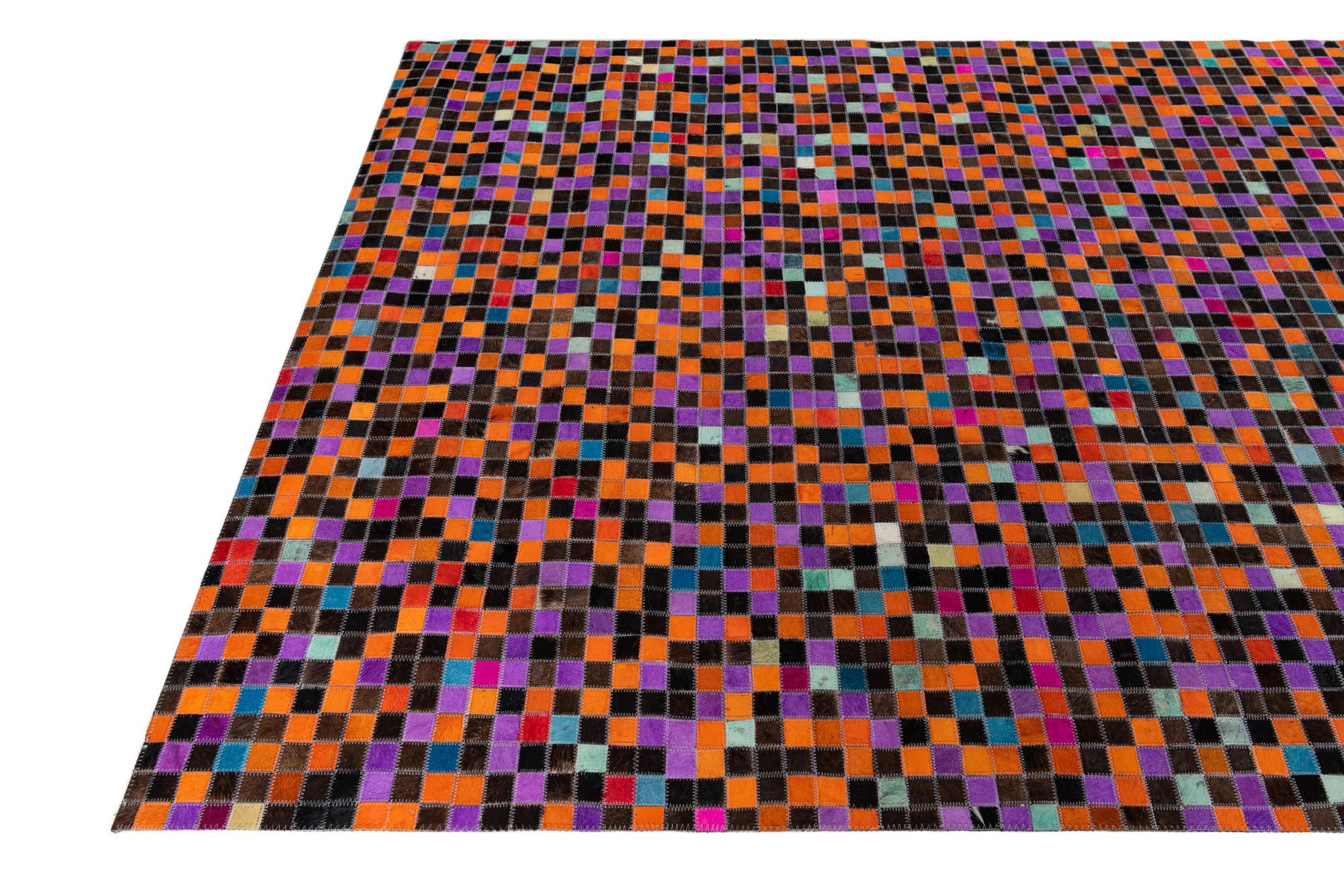 5' x 8' Cowhide Leather Rug