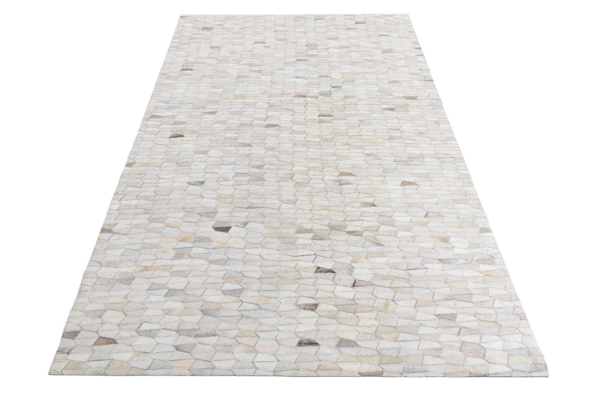5' 3 x 7' 10 Cowhide Leather Rug