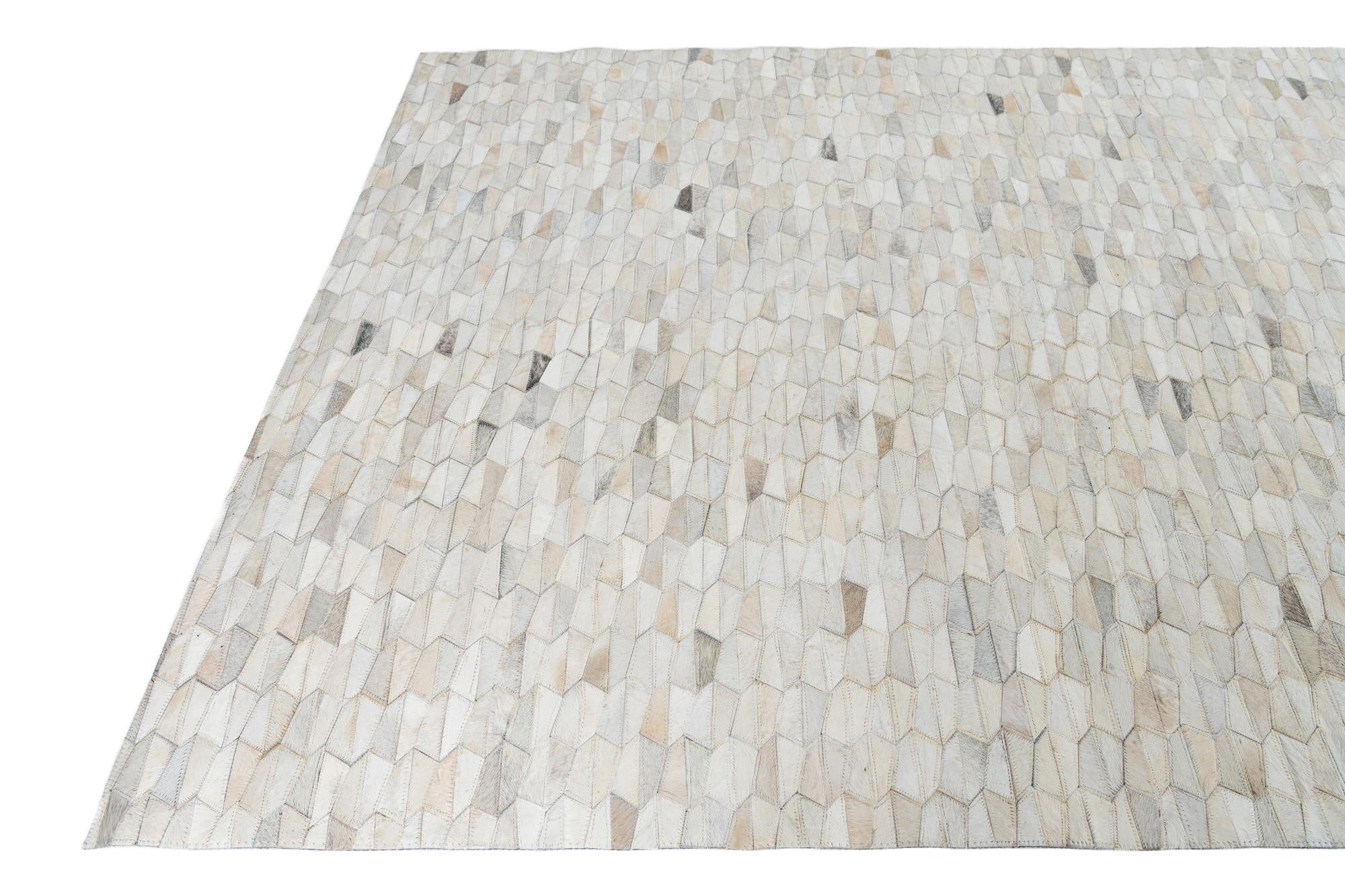 5' 3 x 7' 10 Cowhide Leather Rug