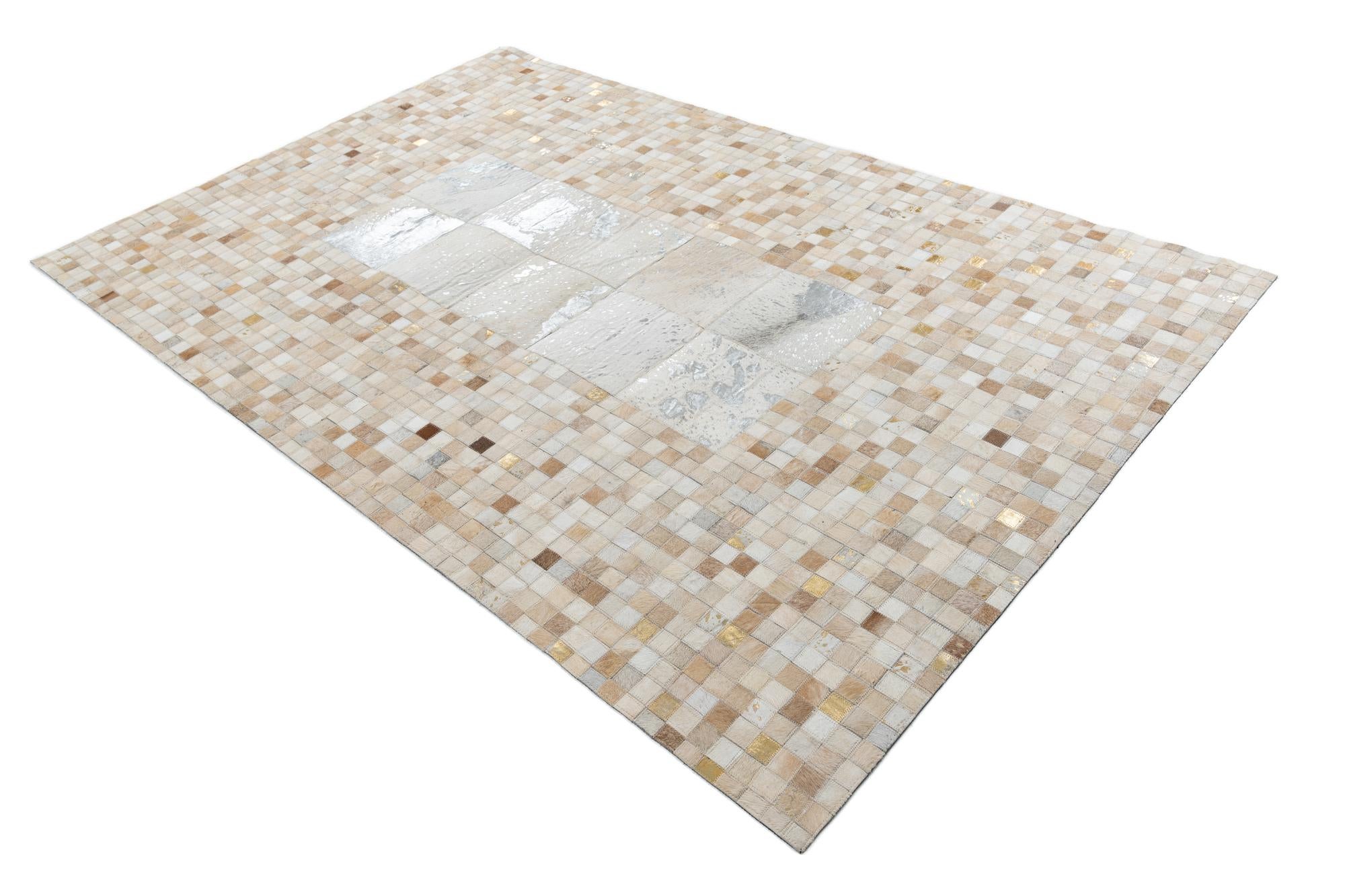 5' 1 x 8' Cowhide Leather Rug