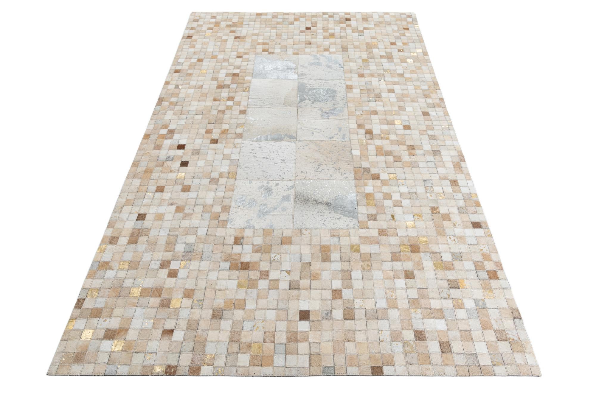 5' 1 x 8' Cowhide Leather Rug