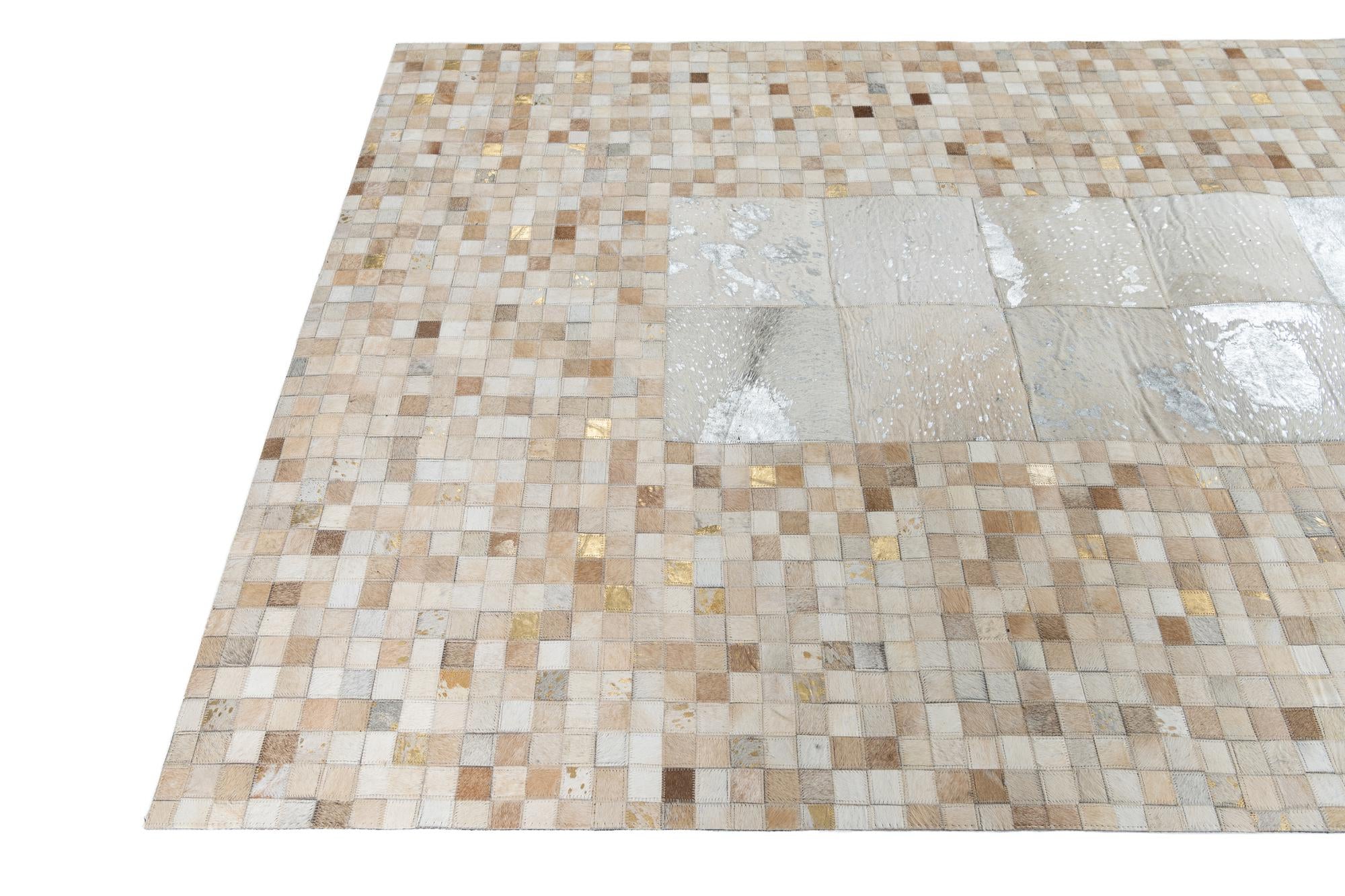 5' 1 x 8' Cowhide Leather Rug