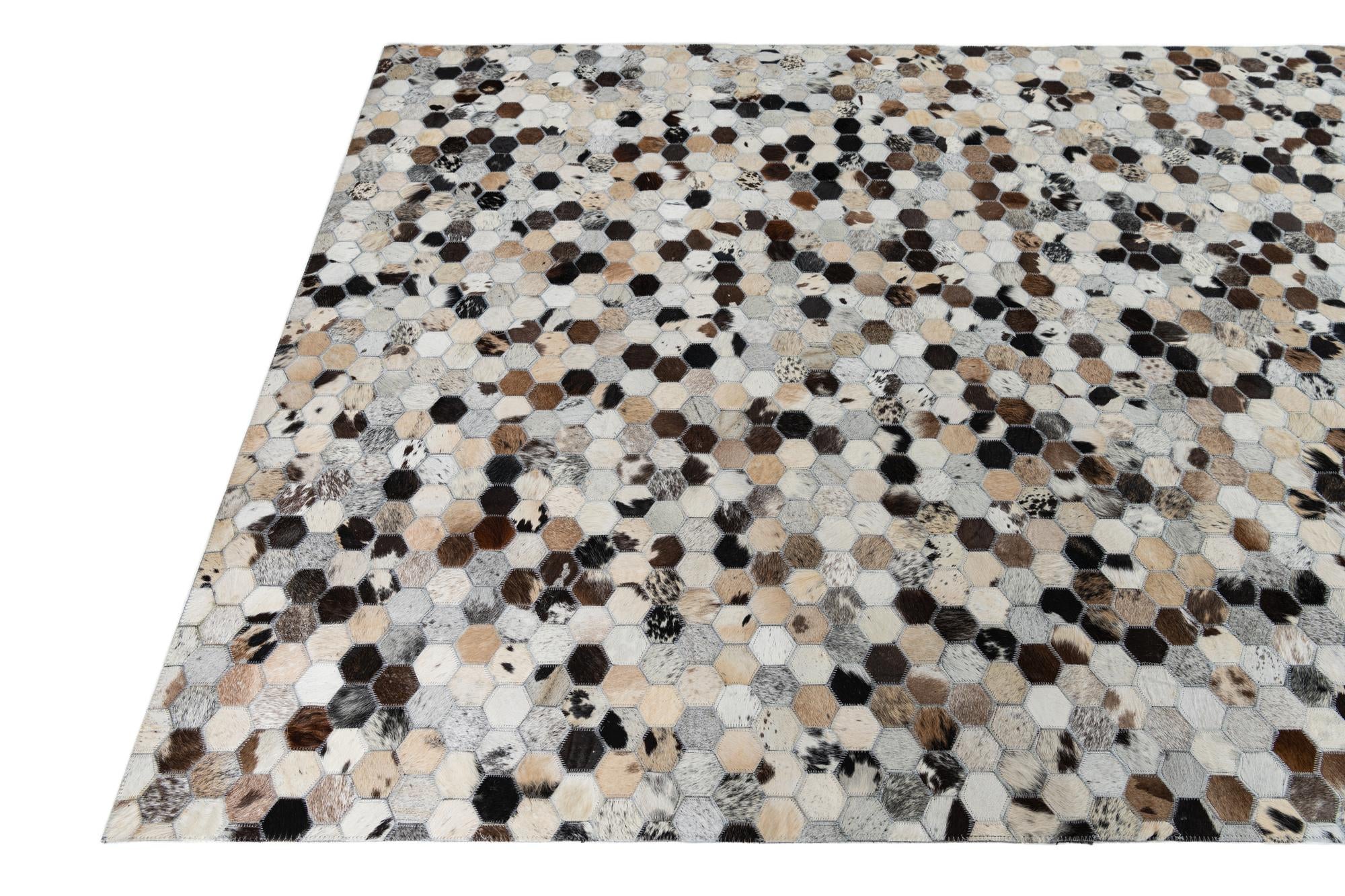 5' x 8' Cowhide Leather Rug