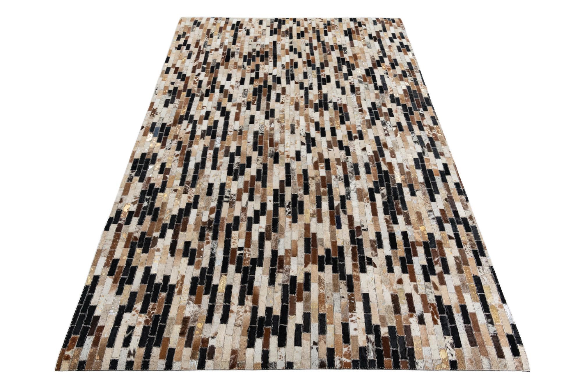 5' x 7' 6 Cowhide Leather Rug