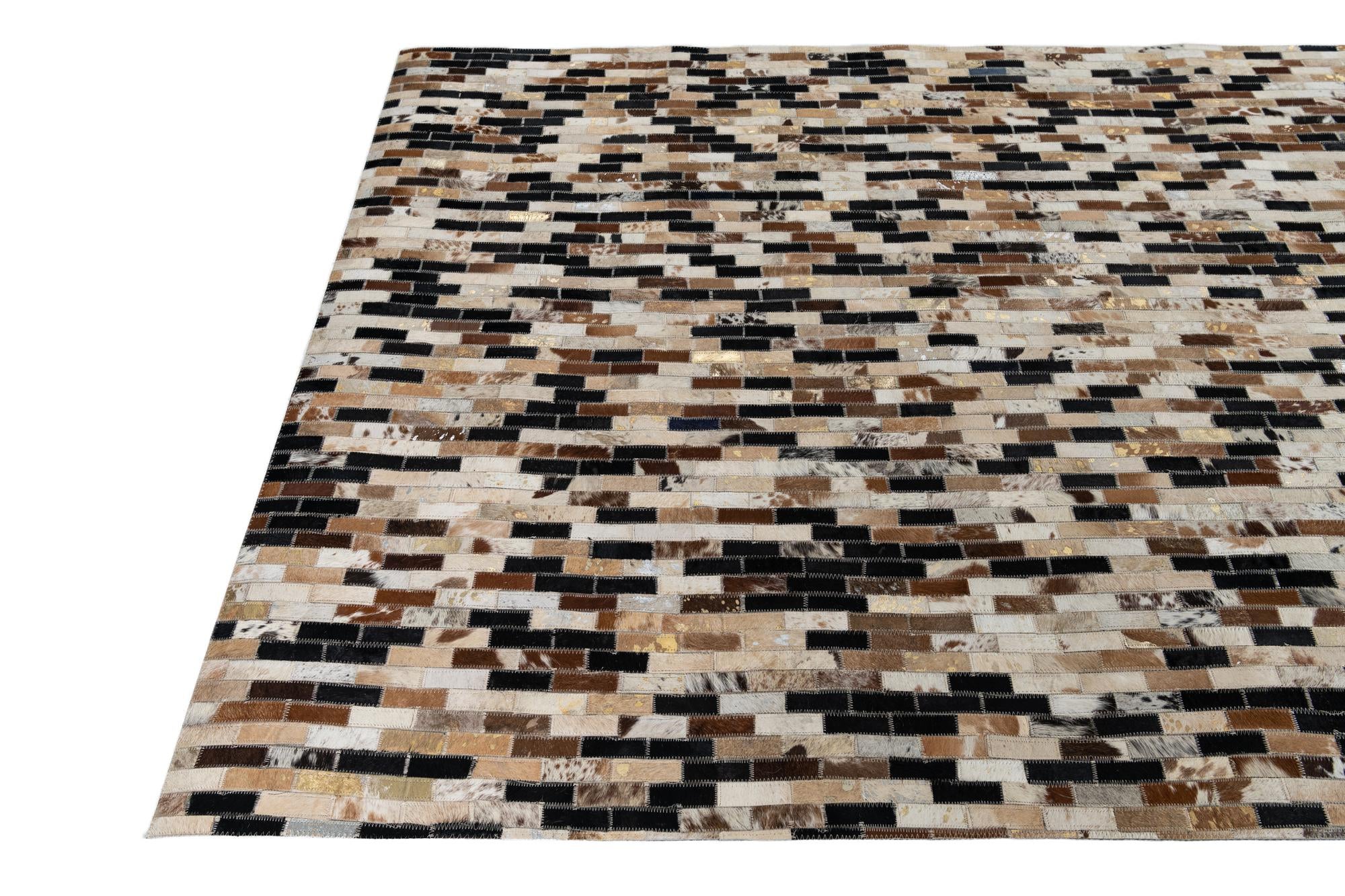 5' x 7' 6 Cowhide Leather Rug